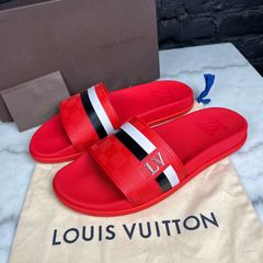 Rare Vtg. Louis Vuitton Mens sandals Leather Hide Check Pattern MA 1002  size 9