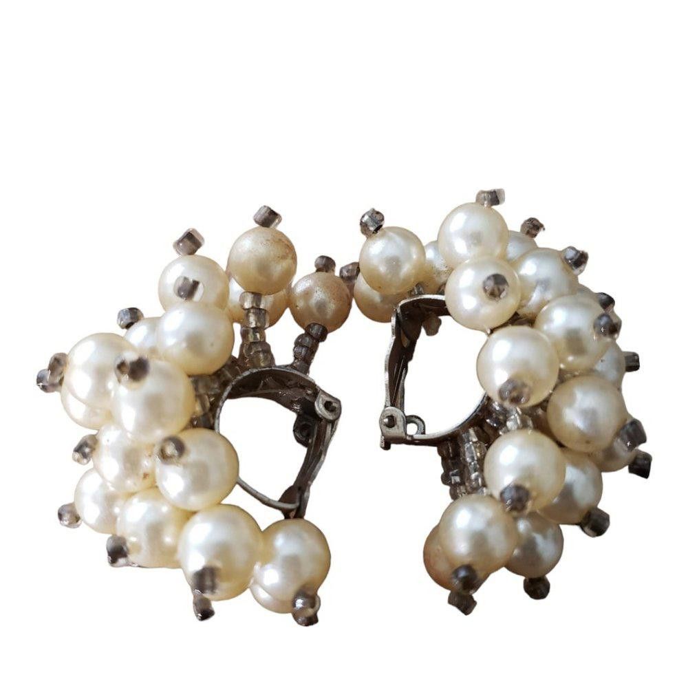Designer Simulated Pearl Double Row Beaded Bracelet with Clip Earring Size ONE SIZE - 3 Thumbnail