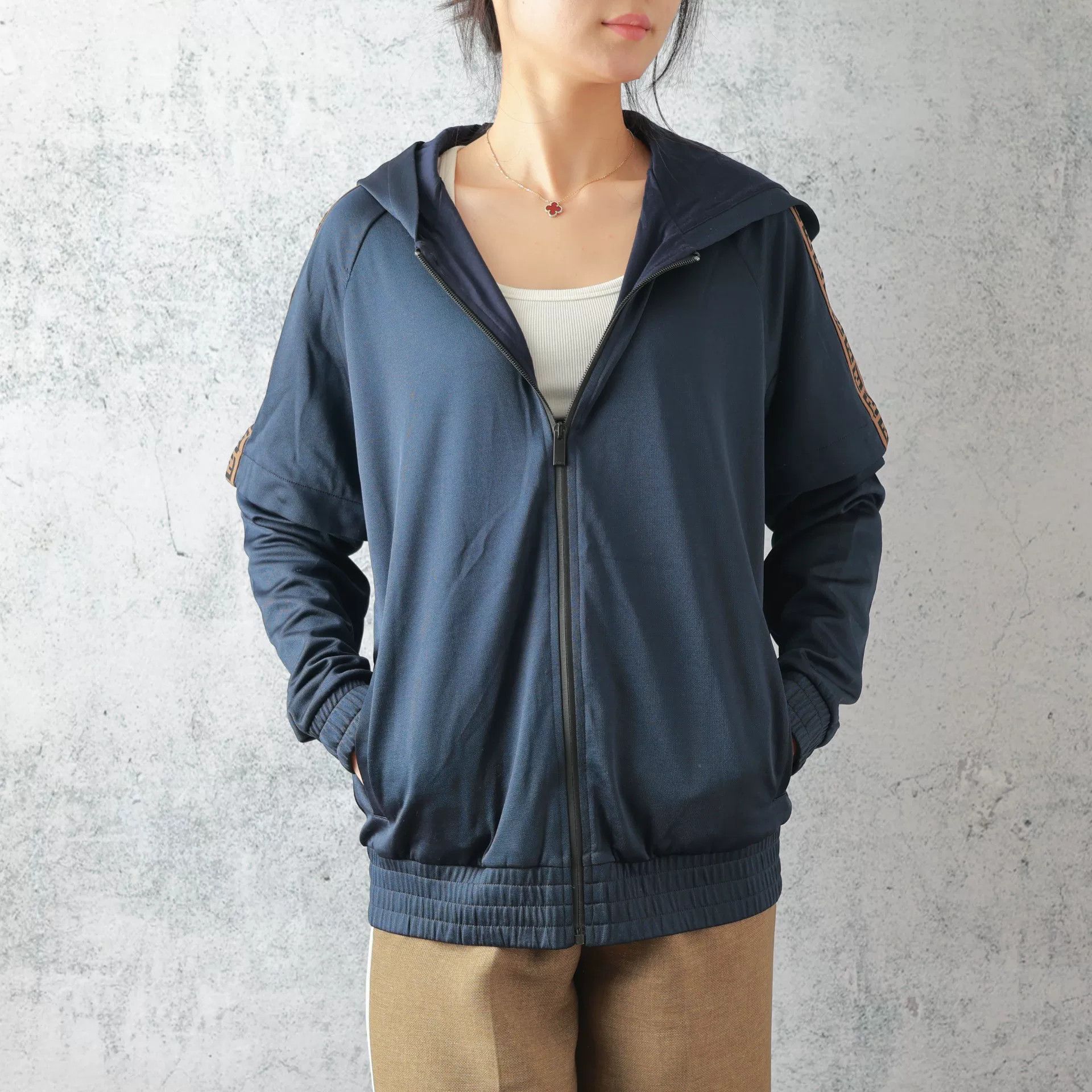 Fendi FENDI Blue Fake Two-Piece Hooded Sweatshirt Size L / US 10 / IT 46 - 1 Thumbnail