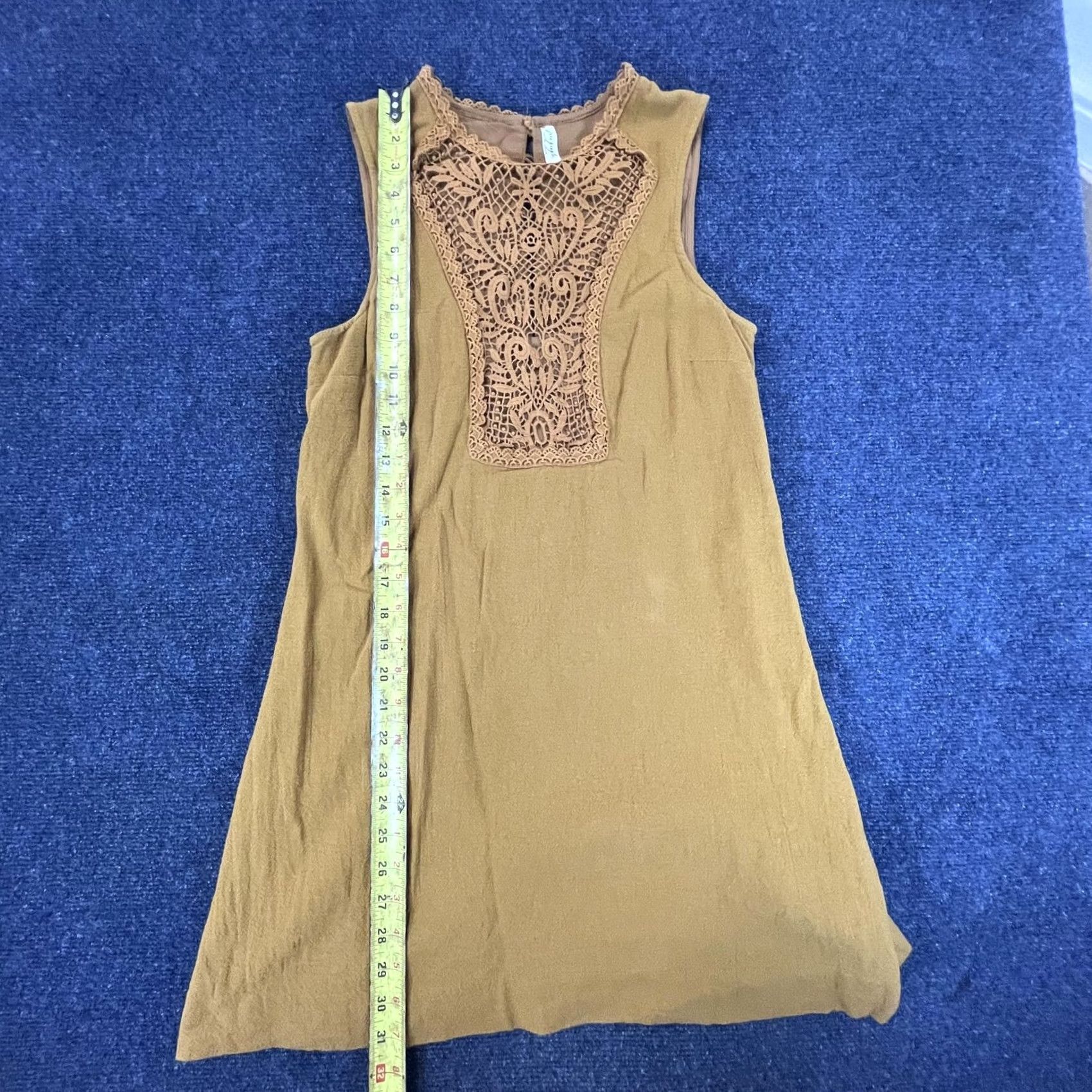 Free People VINTAGE? No — Free People Dress Womens Small Brown Sleeveless Crochet Boho Tunic Top Casual Size S / US 4 / IT 40 - 4 Thumbnail