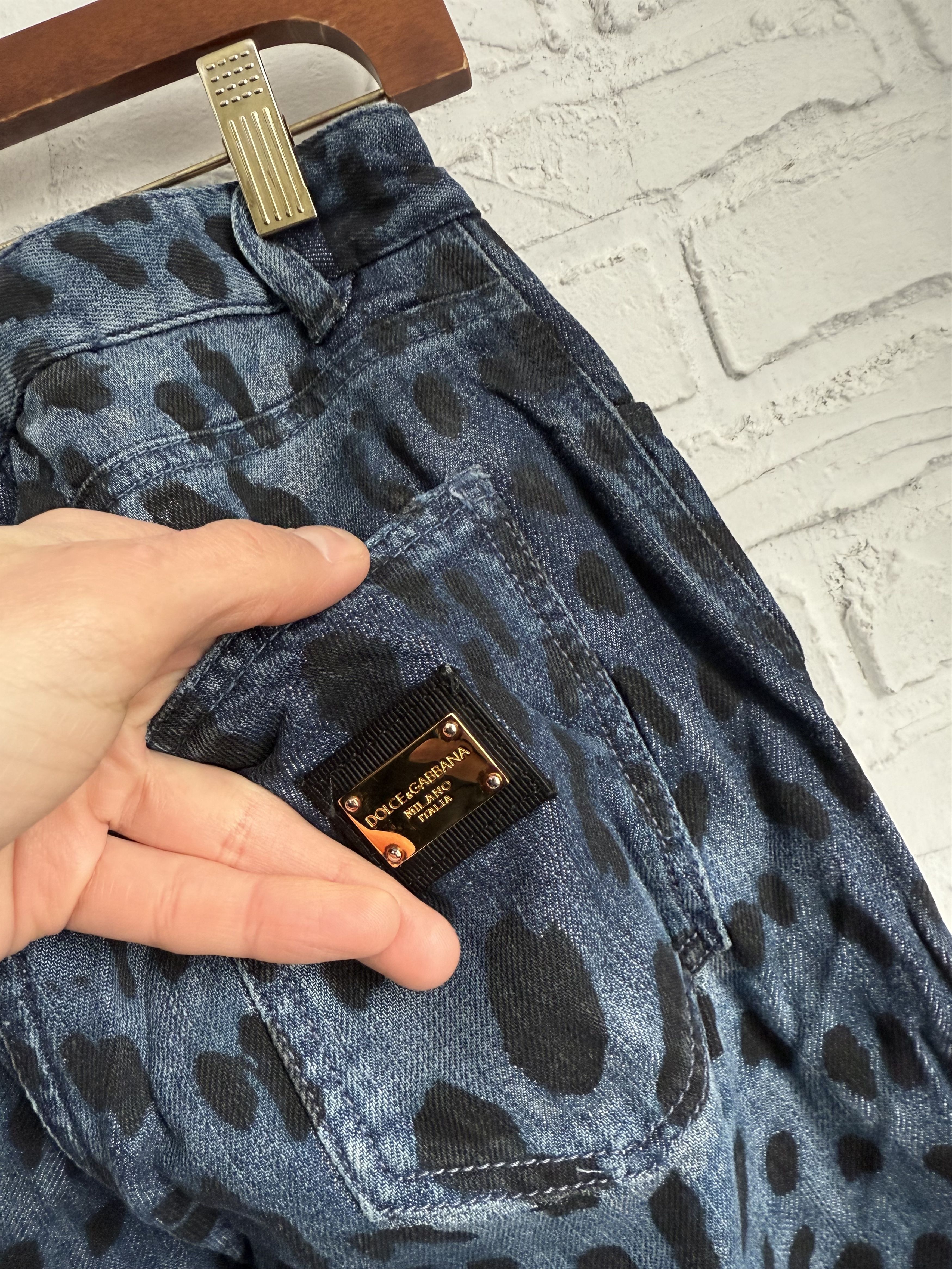 Dolce & Gabbana Dolce & Gabbana Leopard Print Slim blue Jeans Size 24" / US 00 / IT 34 - 4 Thumbnail