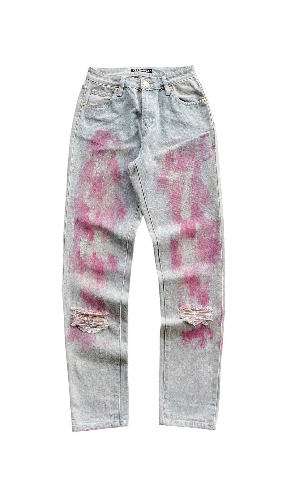 Japanese Brand Fig Viper Art Distressed Jeans Size 26" / US 2 / IT 38 - 2 Thumbnail