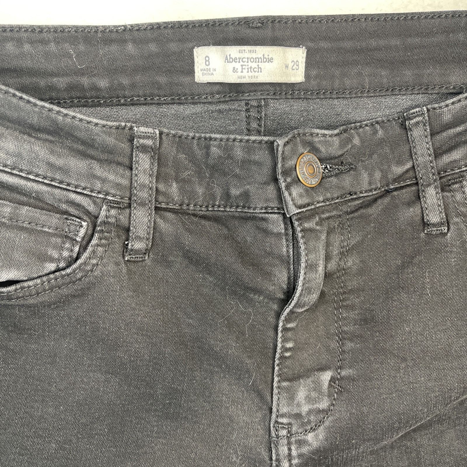 Abercrombie & Fitch Abercrombie & Fitch Curve Blk Distressed Skinny High Rise 29 Size 29" - 2 Thumbnail