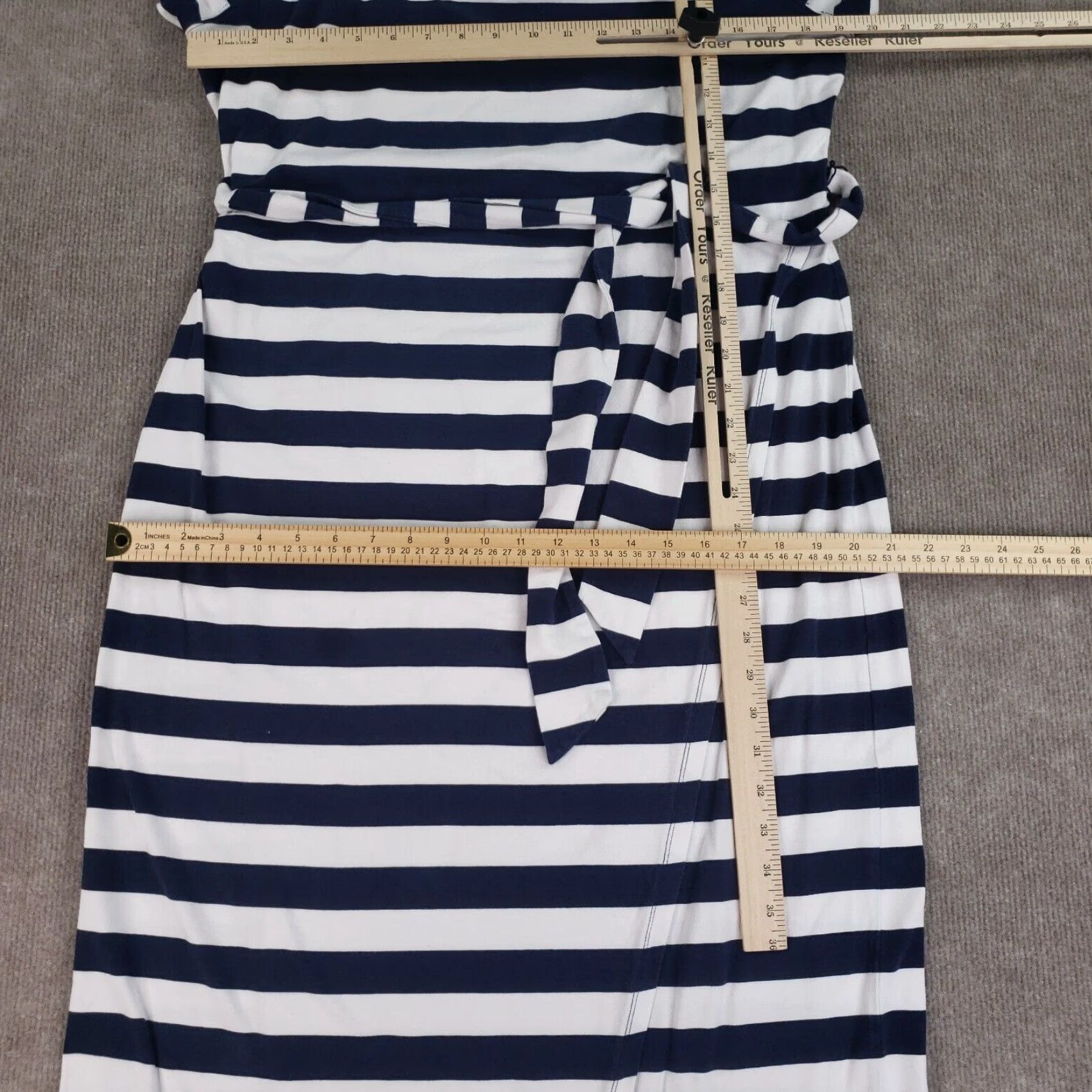 Brooks Brothers Womens Brook Brothers Maxi Dress Extra Large XL Blue White Striped Belted Half Wrap Size XL / US 12-14 / IT 48-50 - 6 Thumbnail