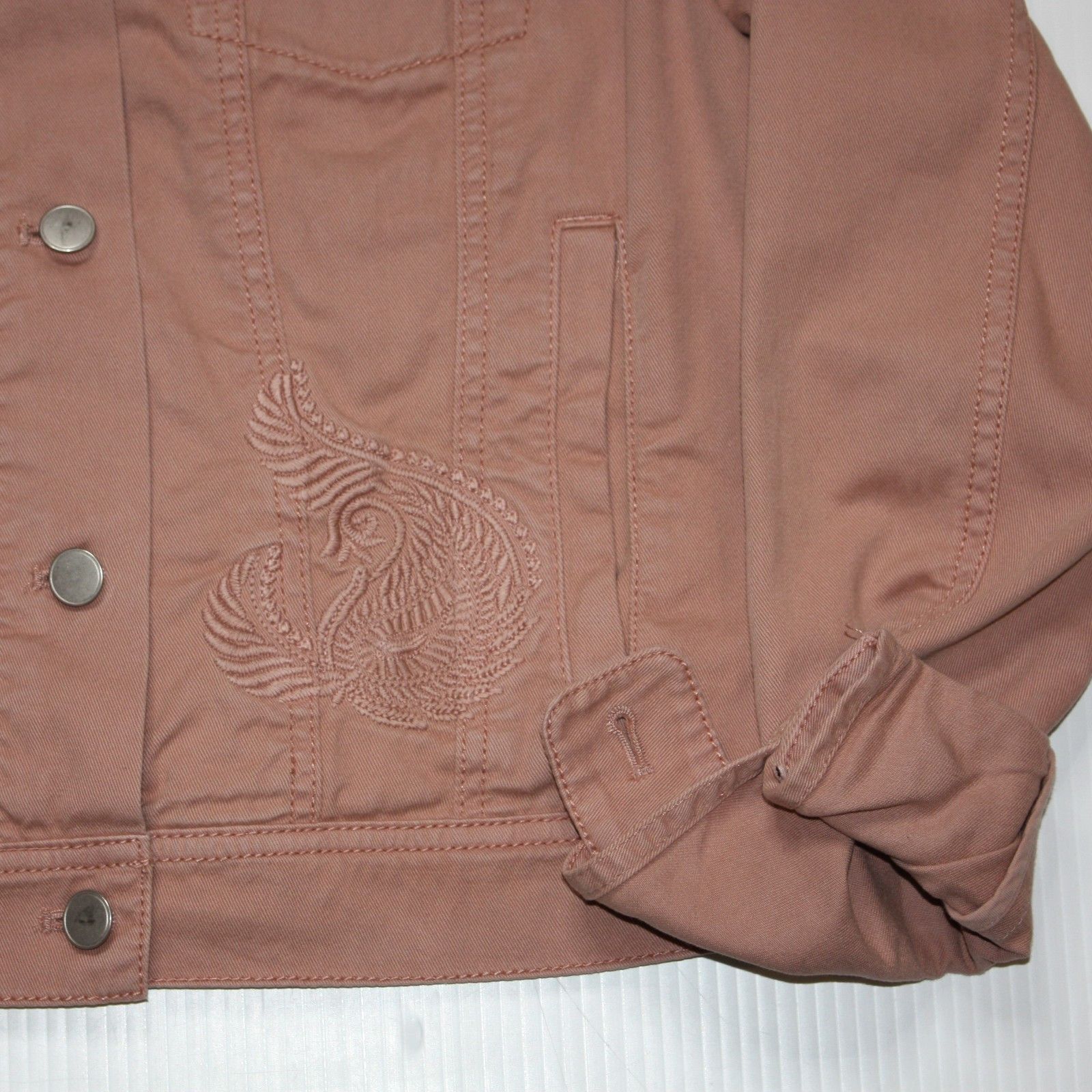 Loft Paisley Embroidered Denim Jacket in Color Arizona Clay Size S / US 4 / IT 40 - 9 Thumbnail