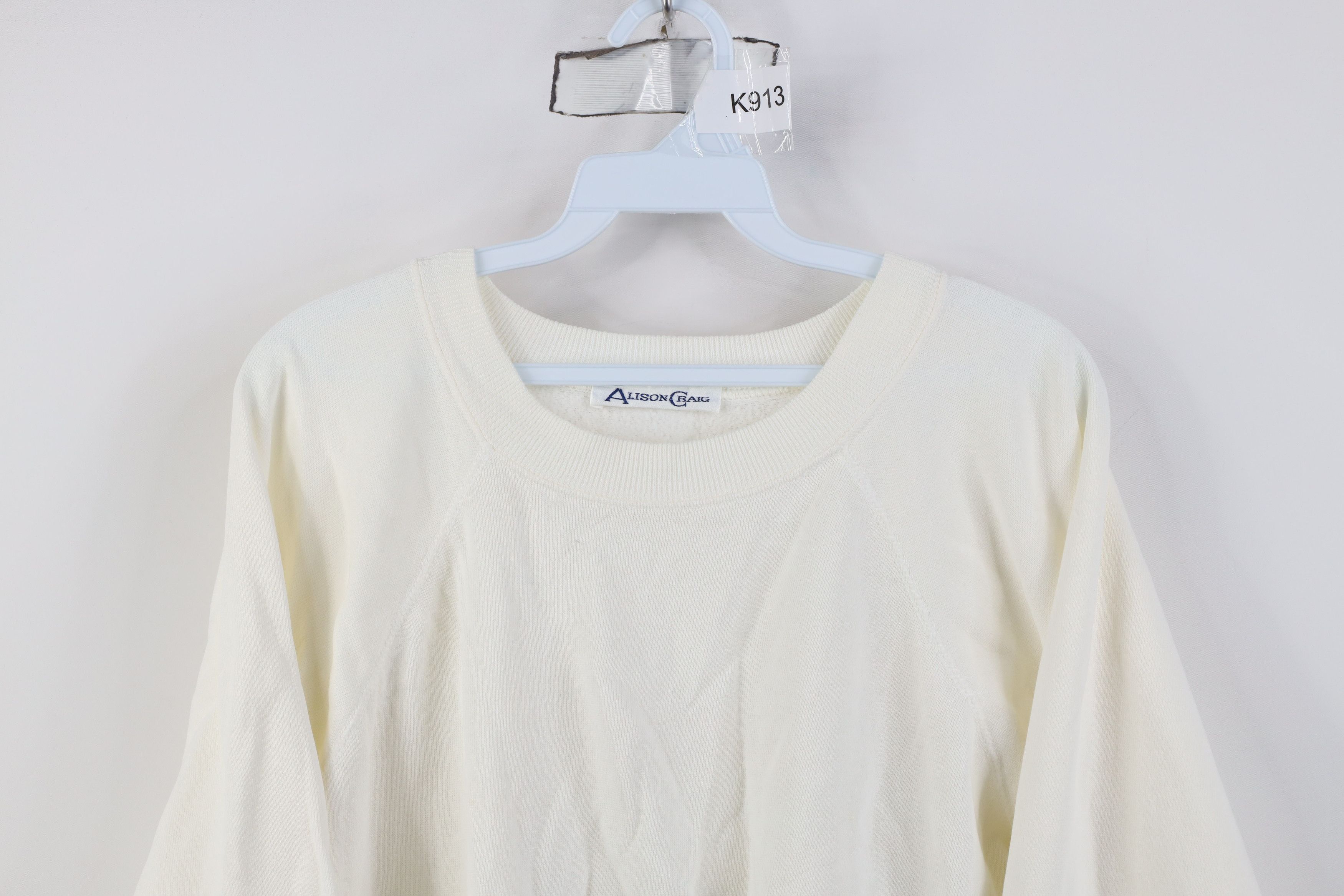 Vintage Vintage 90s Streetwear Blank Crewneck Sweatshirt White Size L / US 10 / IT 46 - 2 Thumbnail