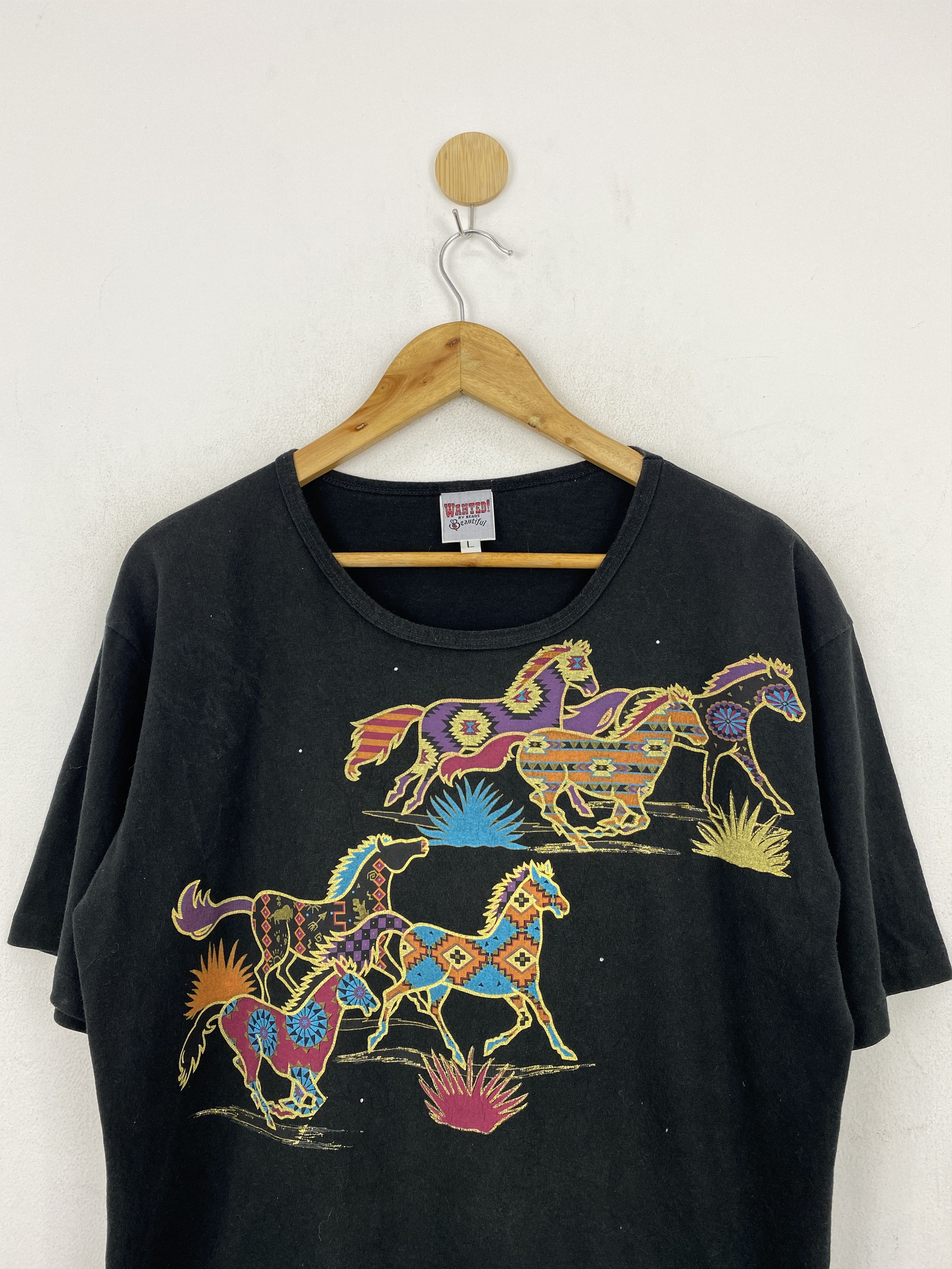 Other Vintage 90s Single Stitch Horses Graphic Tee TA0544 Size US L / EU 52-54 / 3 - 3 Thumbnail