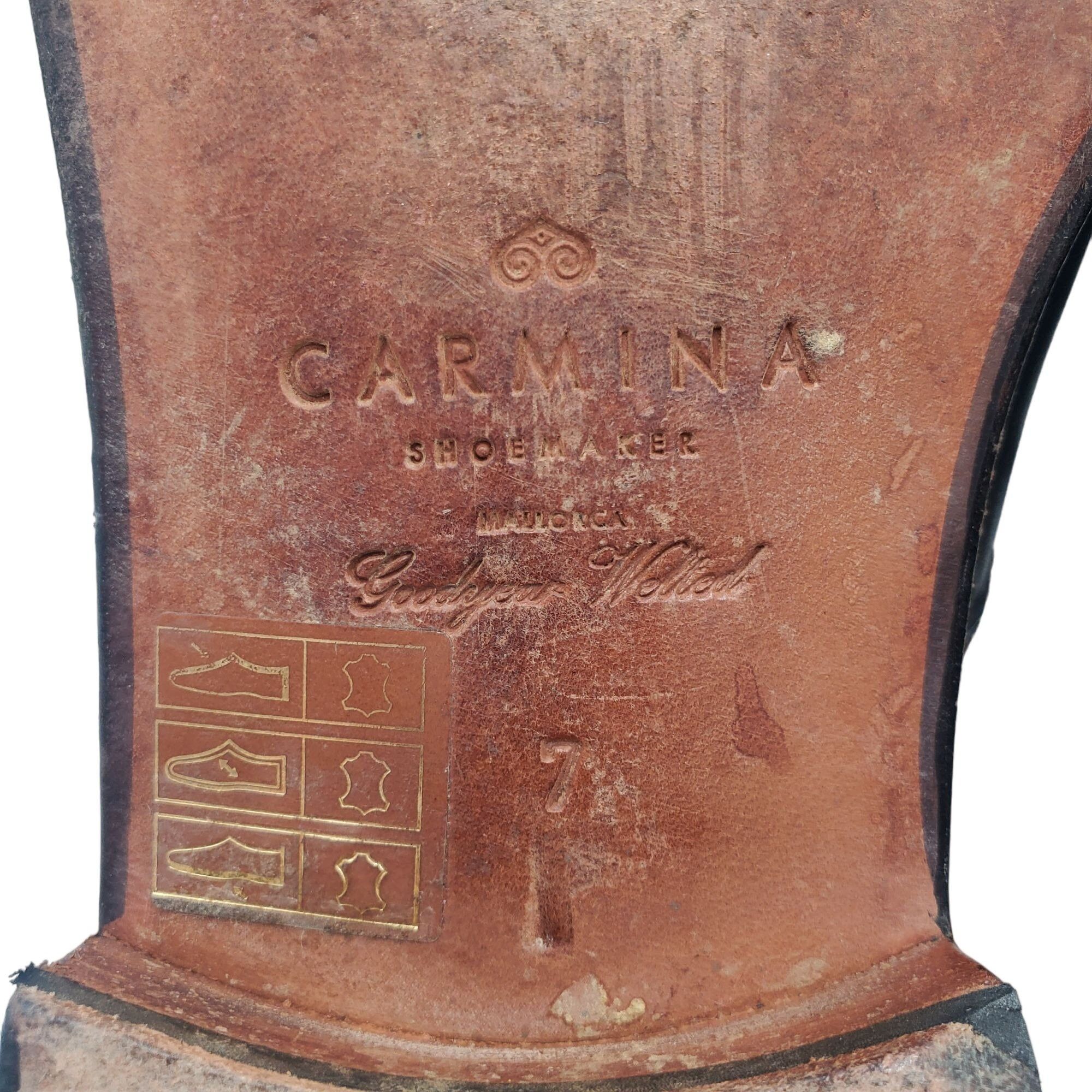 Carmina Shoemaker Luxury Mens 8 Black Calf All-Leather Dress