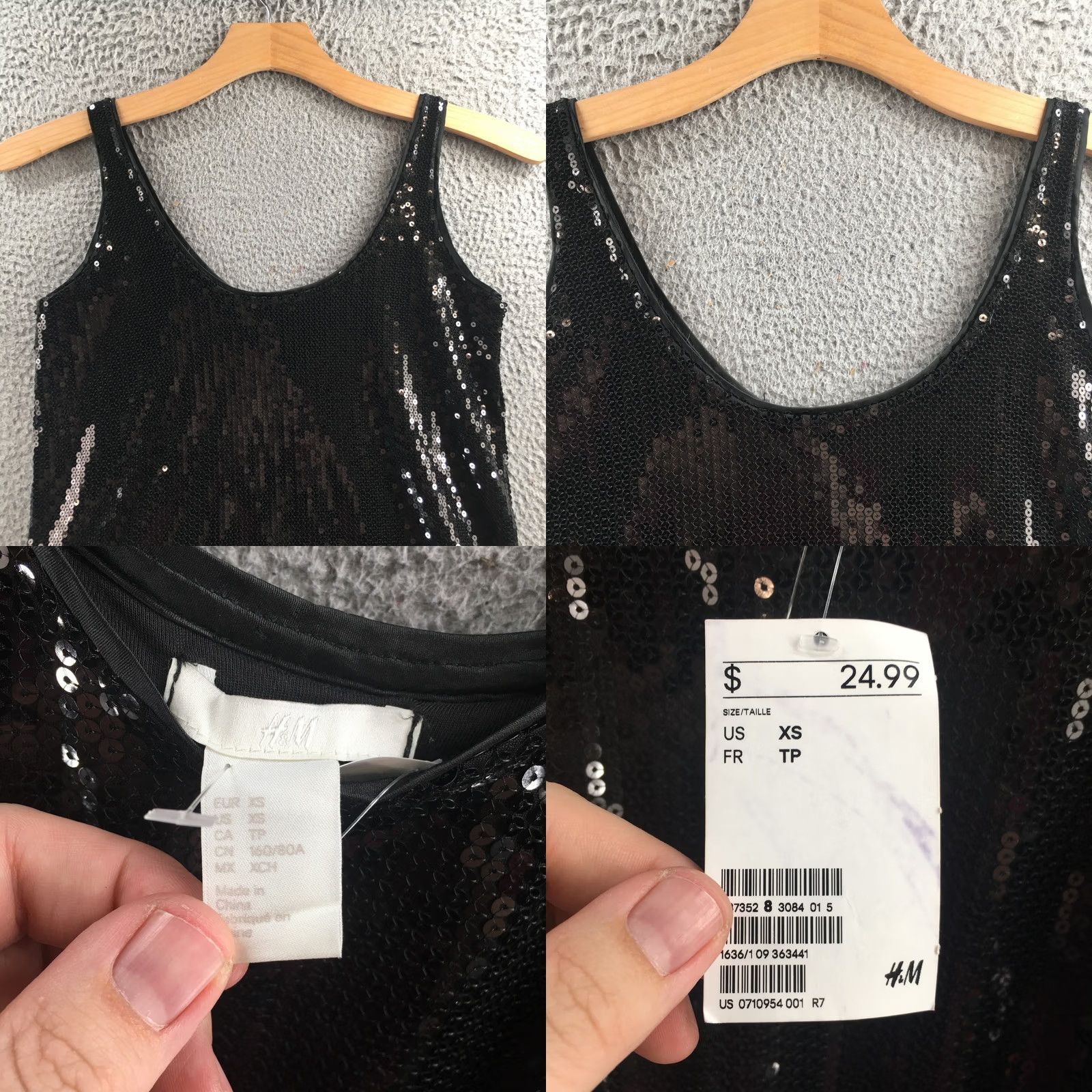 H&M H&M Sequin Tank Top Womens XS Black Sleeveless Casual Pullover Scoop Neck NEW Size XS / US 0-2 / IT 36-38 - 8 Thumbnail