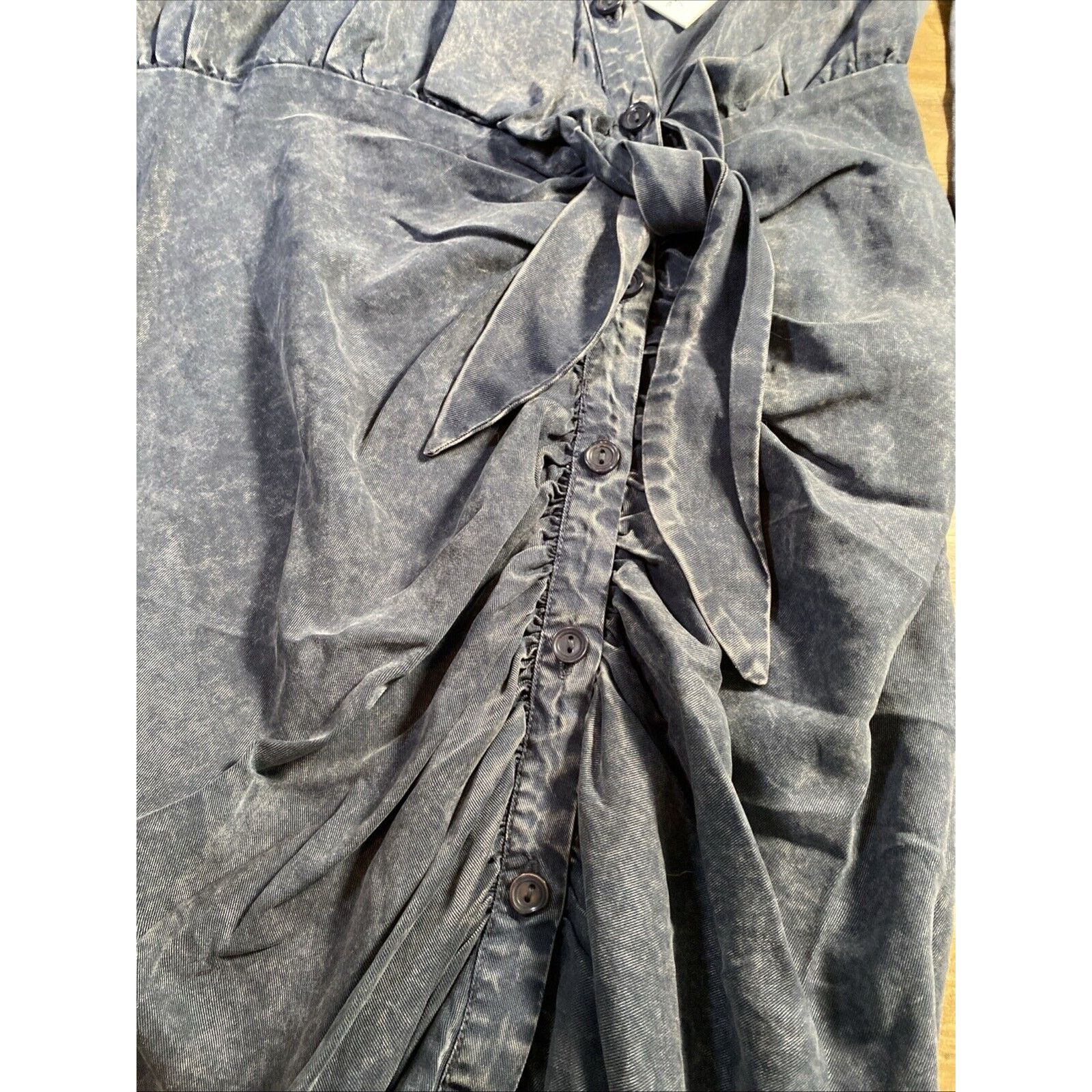 Young Fabulous & Broke Young Fabulous & Broke Shirt Dress Large Tencel Ruched Blue Size L / US 10 / IT 46 - 13 Thumbnail