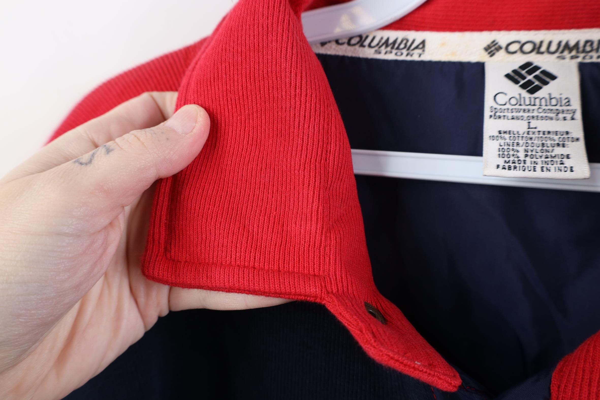 Columbia Vintage 90s Columbia Ribbed Knit Rugby Polo Shirt Blue Size US L / EU 52-54 / 3 - 8 Thumbnail