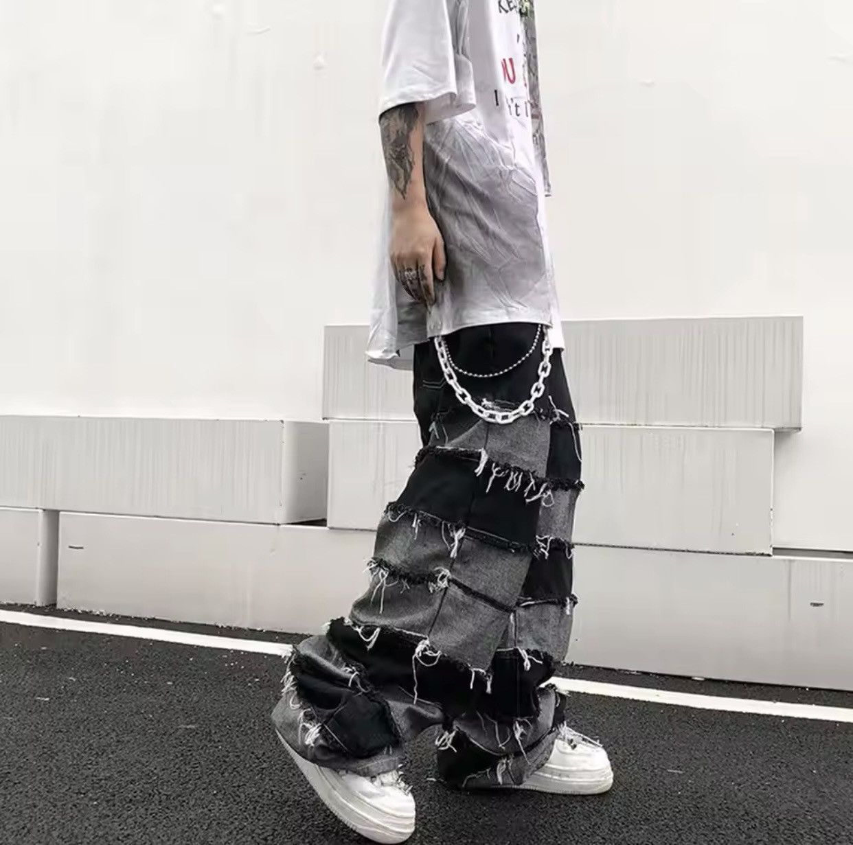Denime × Japanese Brand Grunge Clothes Ripped Jeans Men Streetwear Casual Size US 35 - 5 Thumbnail