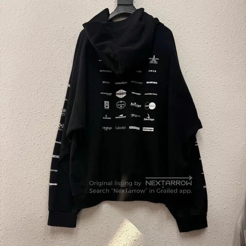 Balenciaga Balenciaga Black Logo Print Hoodie. Size US XL / EU 56 / 4 - 2 Thumbnail
