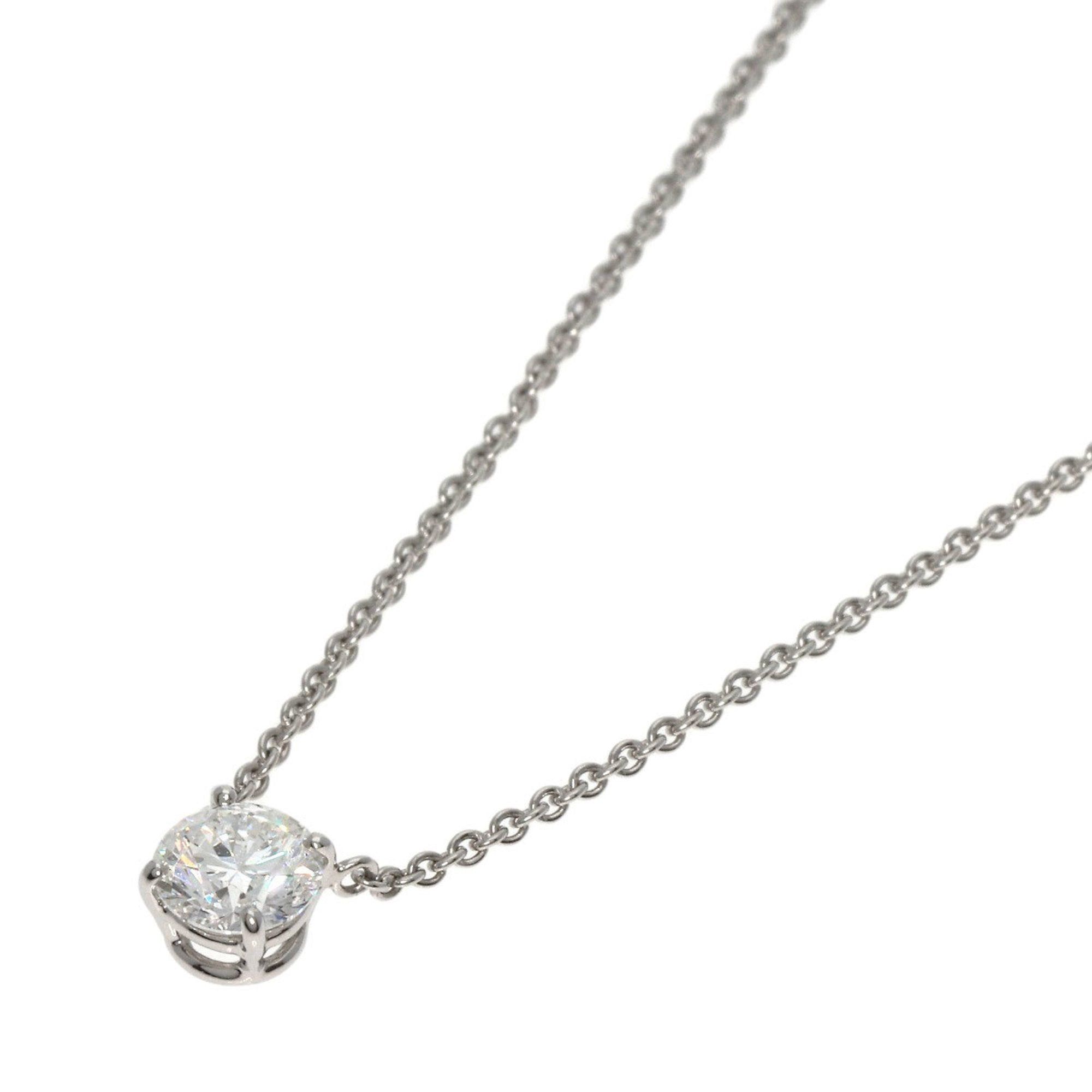 image of Harry Winston Solitaire Diamond Necklace Platinum Pt950 Women's in Silver