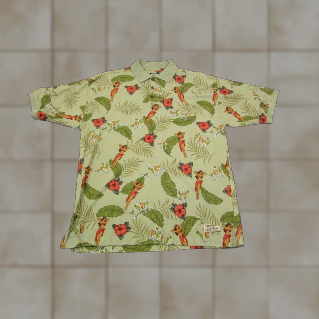 Tommy Bahama VINTAGE Tommy Bahama Polo Shirt Adults Green 90s Hawaiian Graphic Print Cotton Mens M Size Polo Shirt Size US M / EU 48-50 / 2 - 1 Thumbnail