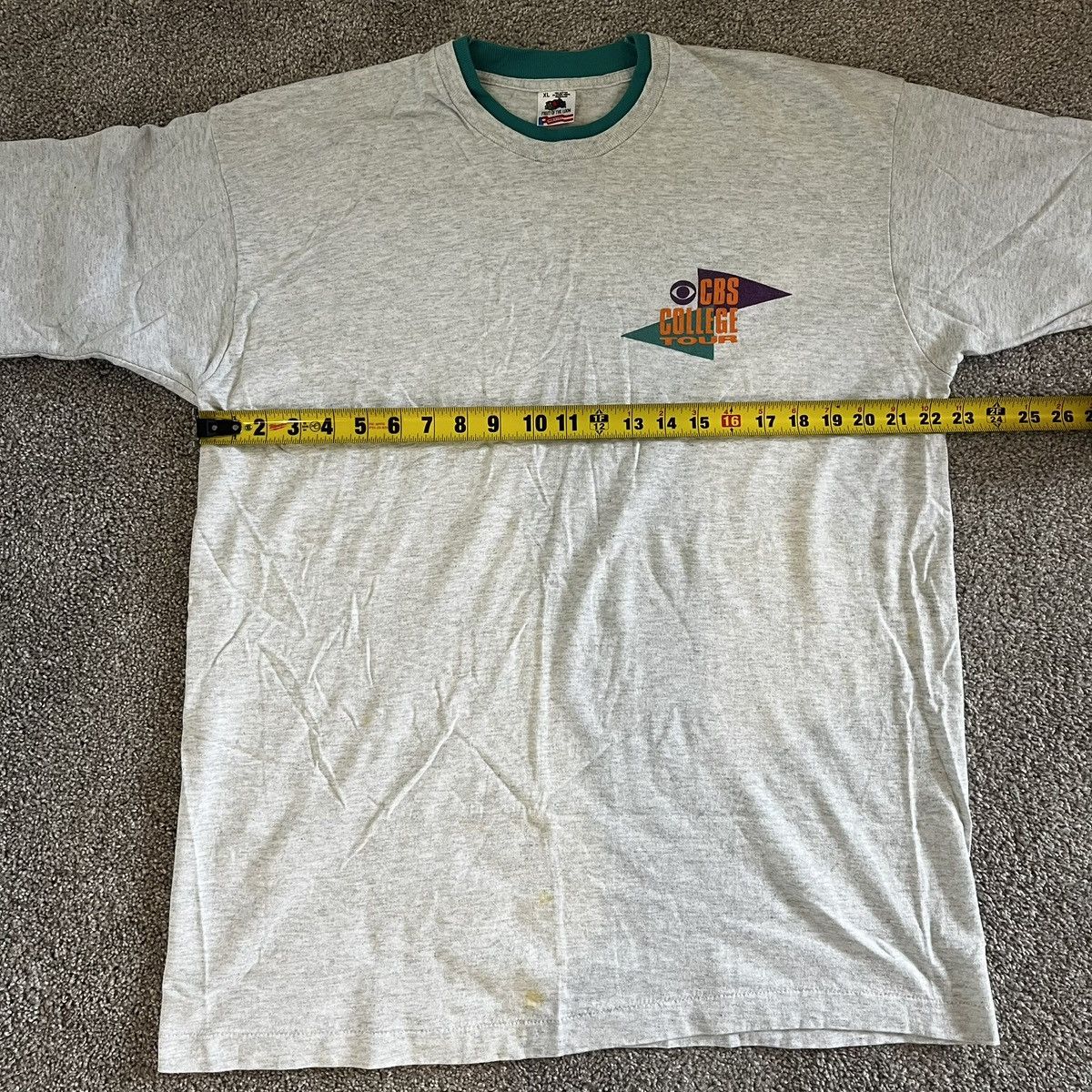Fruit Of The Loom Vintage 90’s CBS College Tour Single Stitch T-Shirt XL Size US XL / EU 56 / 4 - 7 Thumbnail