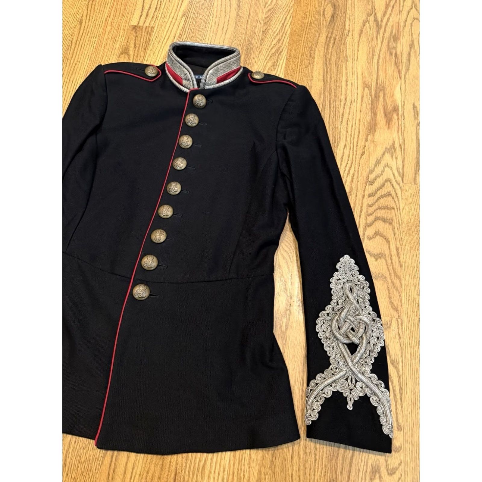 Ralph Lauren Ralph Lauren Military Jacket Women’s Sz 4 Cotton Metallic Cord Embellished Black Buttoned Crewneck/Long Sleeve жен Size S / US 4 / IT 40 - 3 Thumbnail