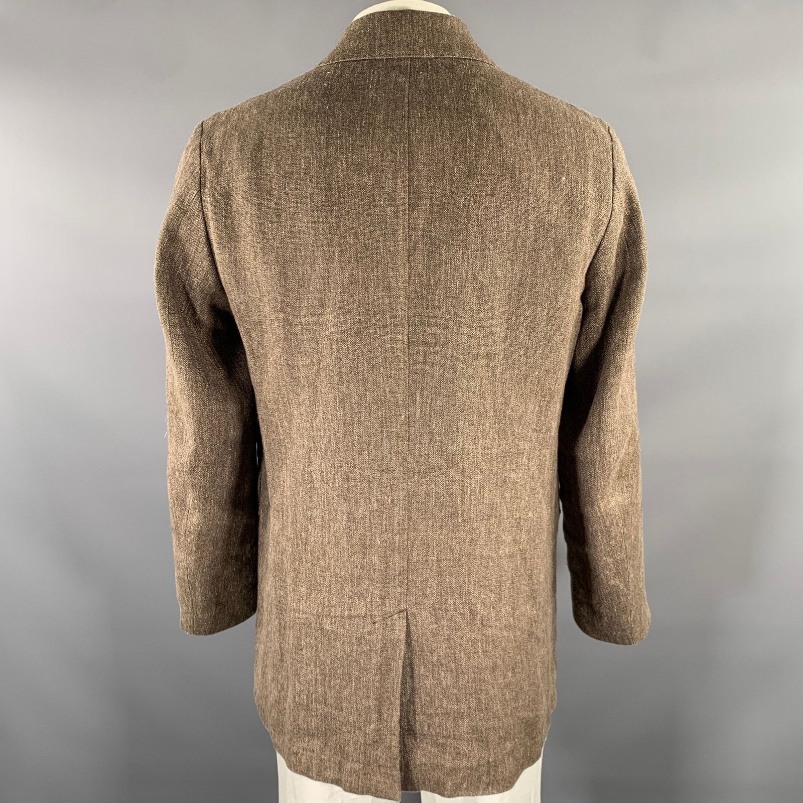 Our Legacy OUR LEGACY XL Brown Linen Blend Double Breasted Coat Size US XL / EU 56 / 4 - 4 Thumbnail