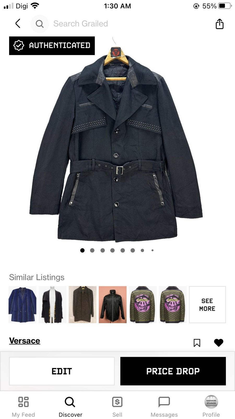 Versace VERSACE COLLECTION BELTED COAT #7597-156 Size US L / EU 52-54 / 3 - 17 Thumbnail