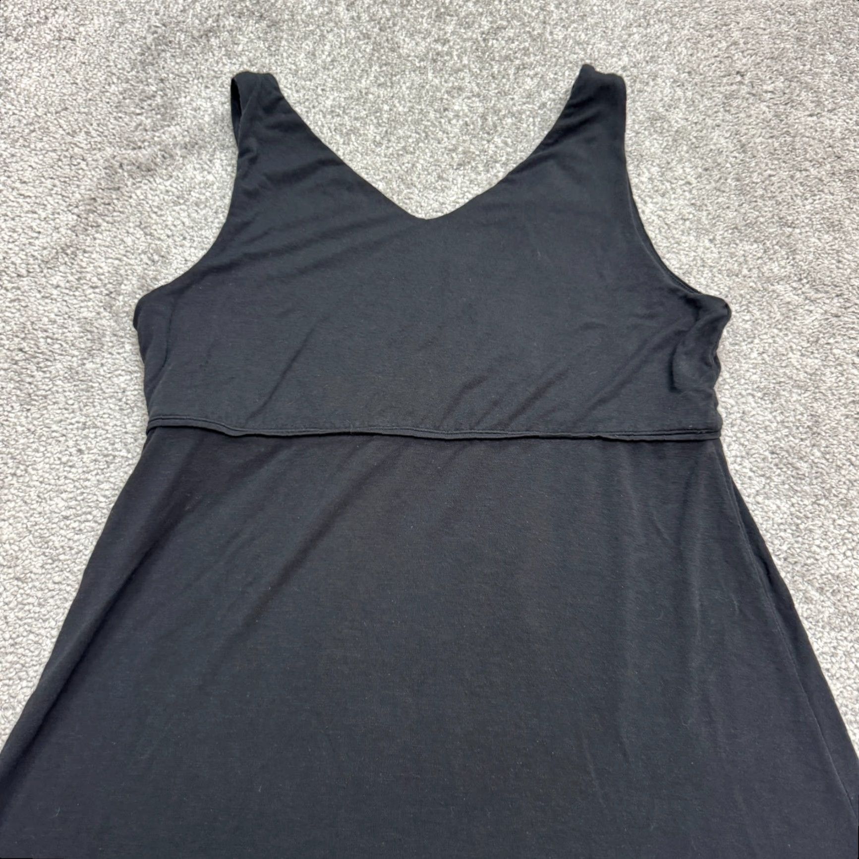 Athleta Athleta Sleeveless A-Line Tank Dress Womens Small Black V-Neck Modal Stretch Dress Size S / US 4 / IT 40 - 3 Thumbnail