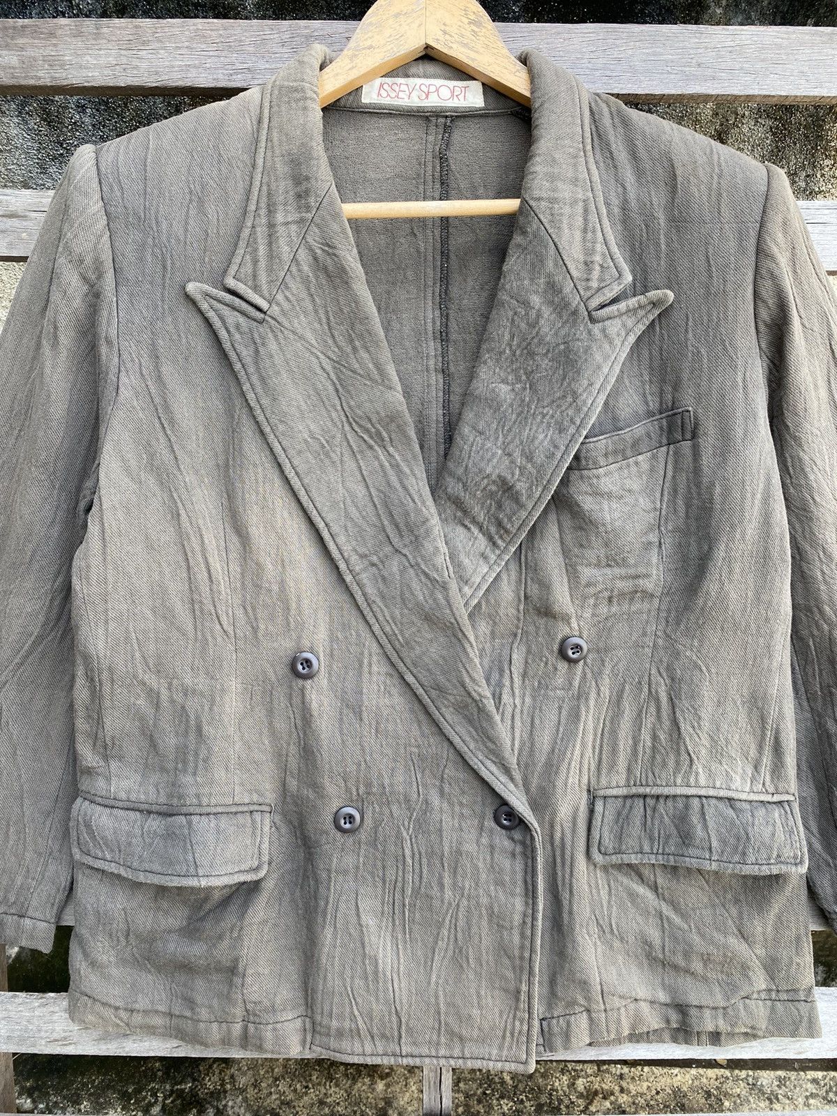 Issey Miyake 🔥 Sunfaded 🔥 Vintage Issey Miyake Double Breasted Jacket Size US L / EU 52-54 / 3 - 4 Thumbnail
