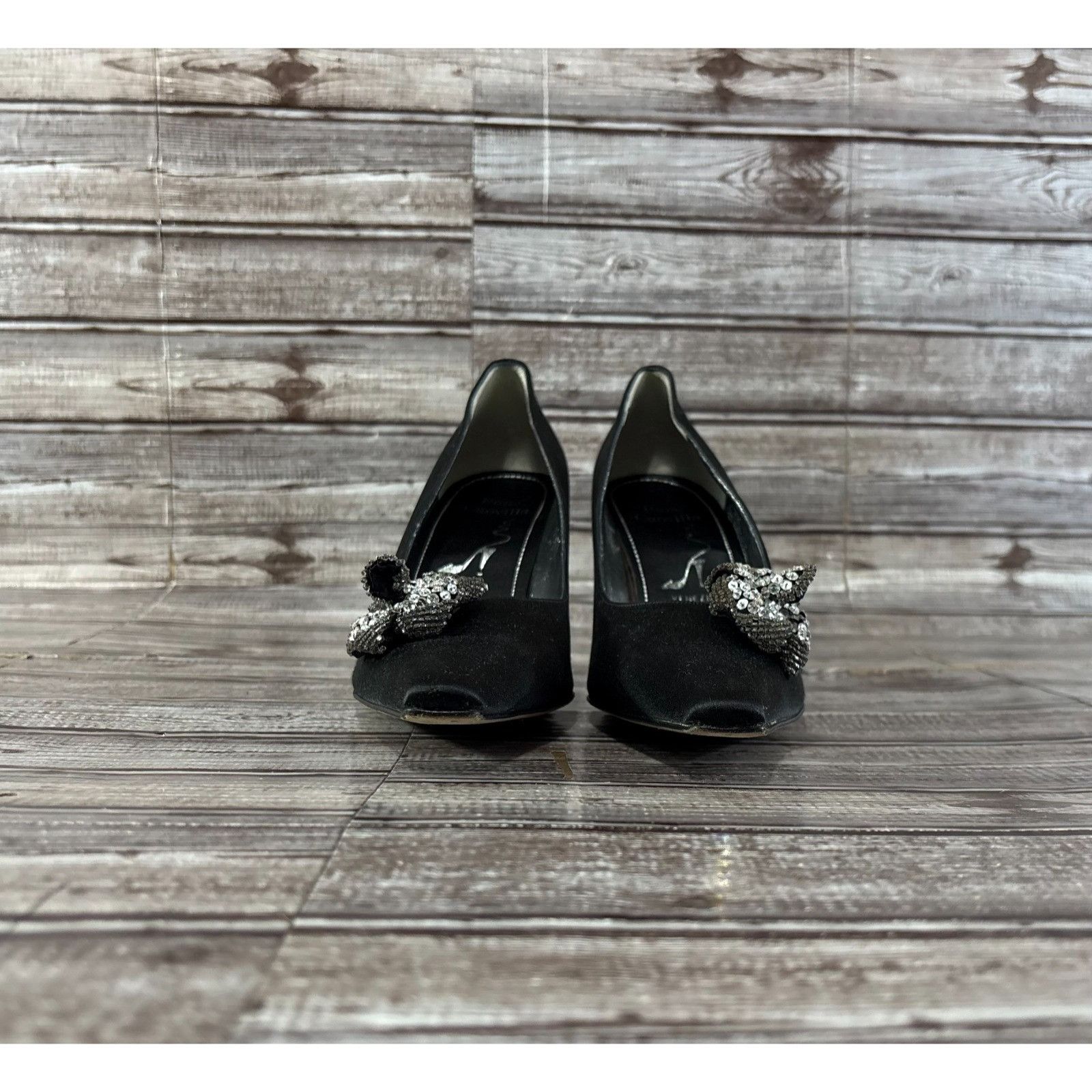 Rene Caovilla Rene Caovilla Satin crystal applique Heels shoes size 10 col Size US 10 / IT 40 - 3 Thumbnail