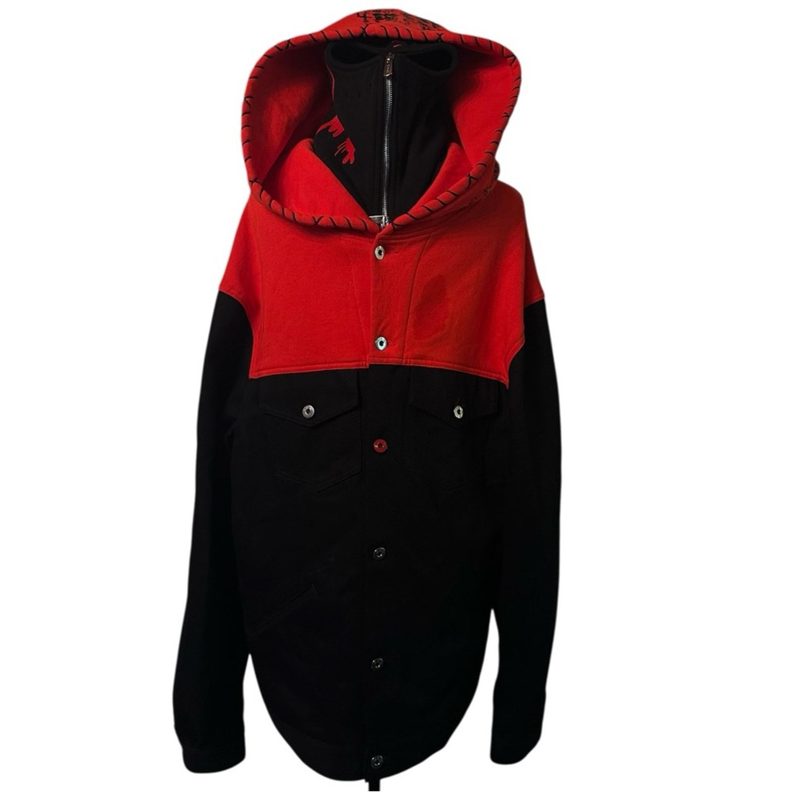 Marc Jacques Burton Rare MJB Hooded Balaclava MP Denim Jacket IT 48 Black / Red Size US M / EU 48-50 / 2 - 3 Thumbnail