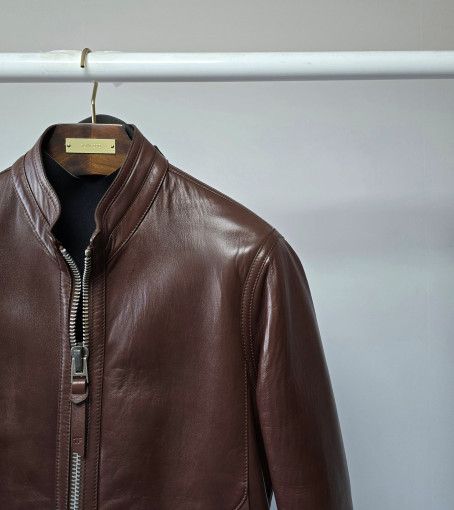 Tom Ford o1sm1stk0624 Plunging Leather Blouson Jacket in Brown Size US L / EU 52-54 / 3 - 2 Thumbnail