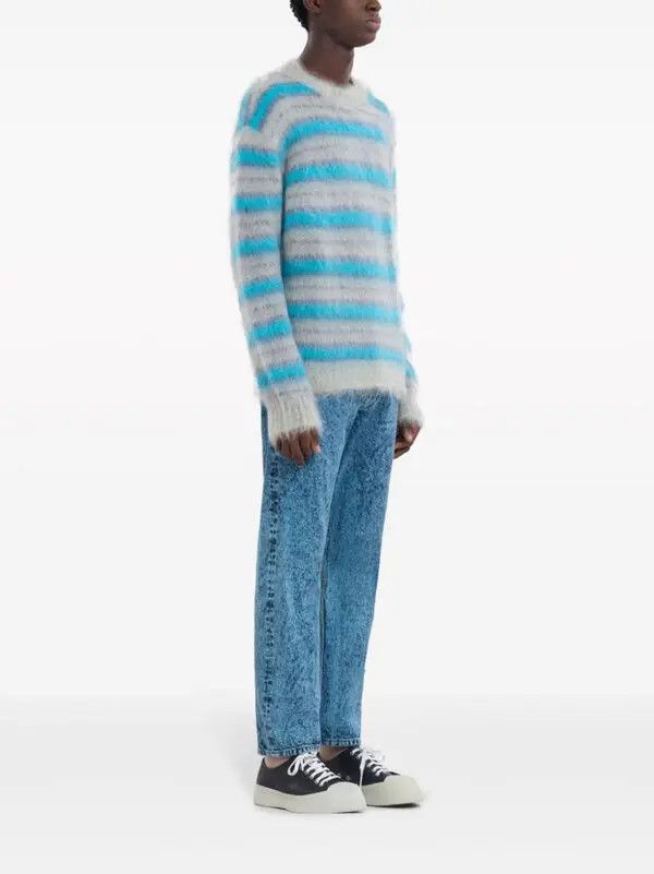 Marni o1w1db11125 Striped Mohair-Blend Jumper in Grey Size US S / EU 44-46 / 1 - 5 Thumbnail