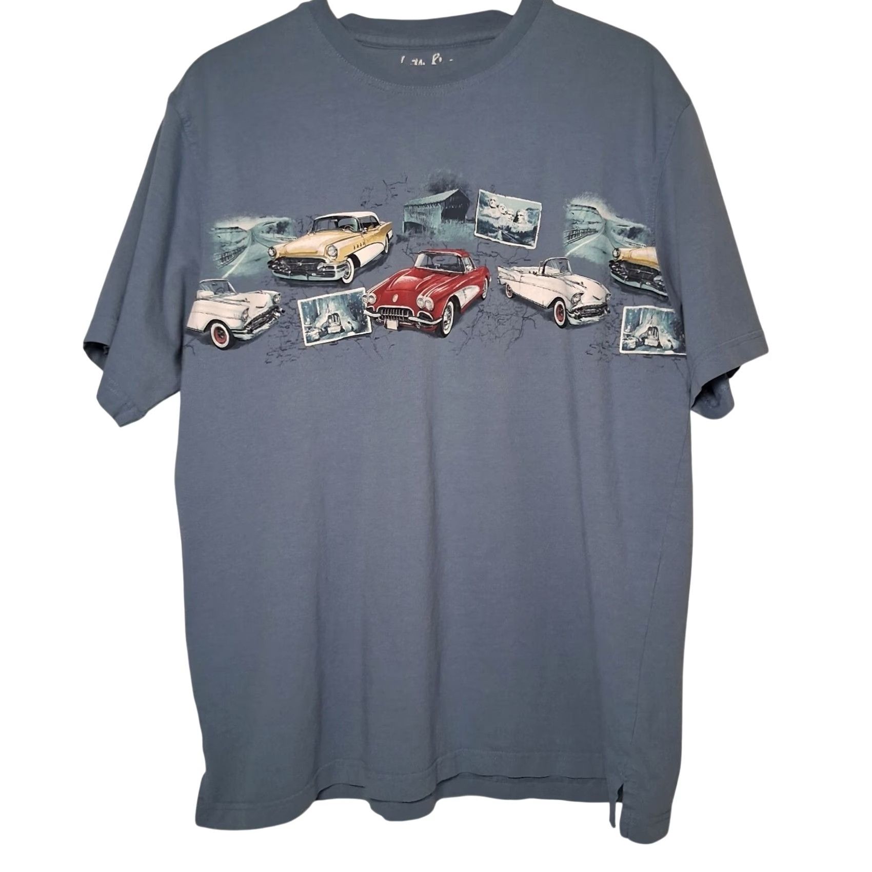 Vintage North River Shirt L Blue USA Travel Mount Rushmore Car Redwood Tree Driver Travel Graphic Crew Neck Short Sleeve Cotton T-Shirt Men Regular Size US L / EU 52-54 / 3 - 2 Thumbnail