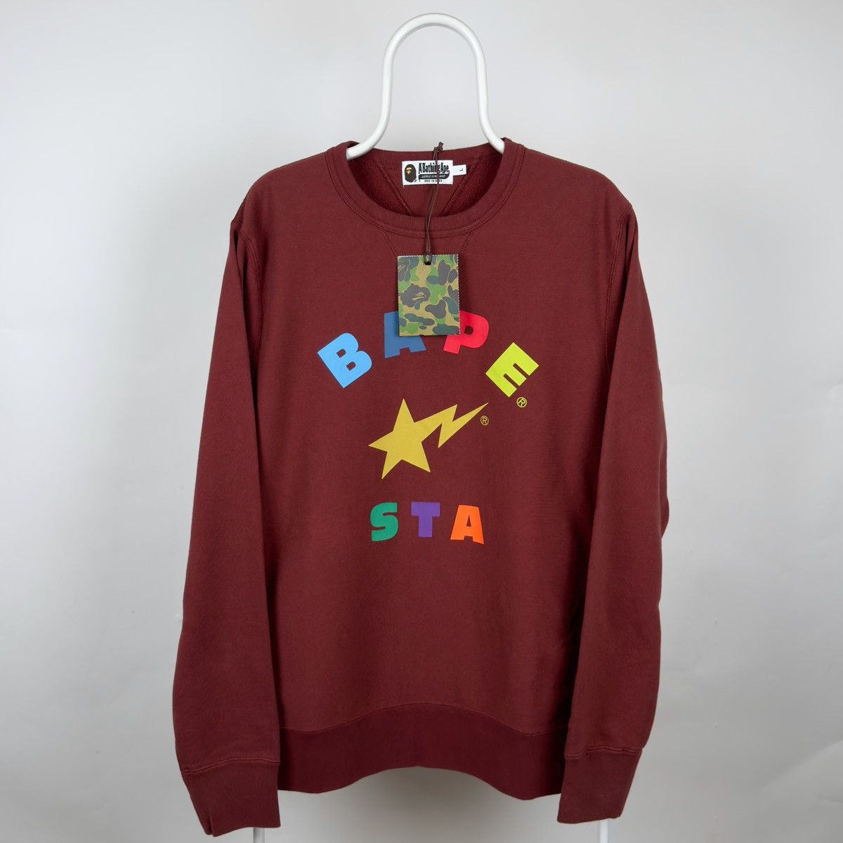 Bape Bape Bapesta Crewneck Burgundy 2022 Size US L / EU 52-54 / 3 - 3 Thumbnail