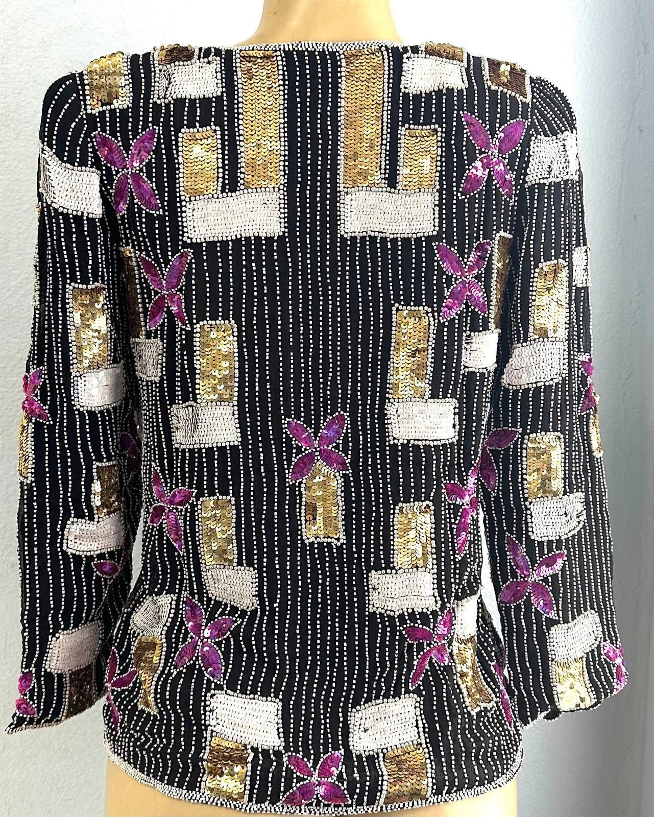 Designer Sequin Blouse Jacket Coat Multicolor size M only Size M / US 6-8 / IT 42-44 - 2 Thumbnail