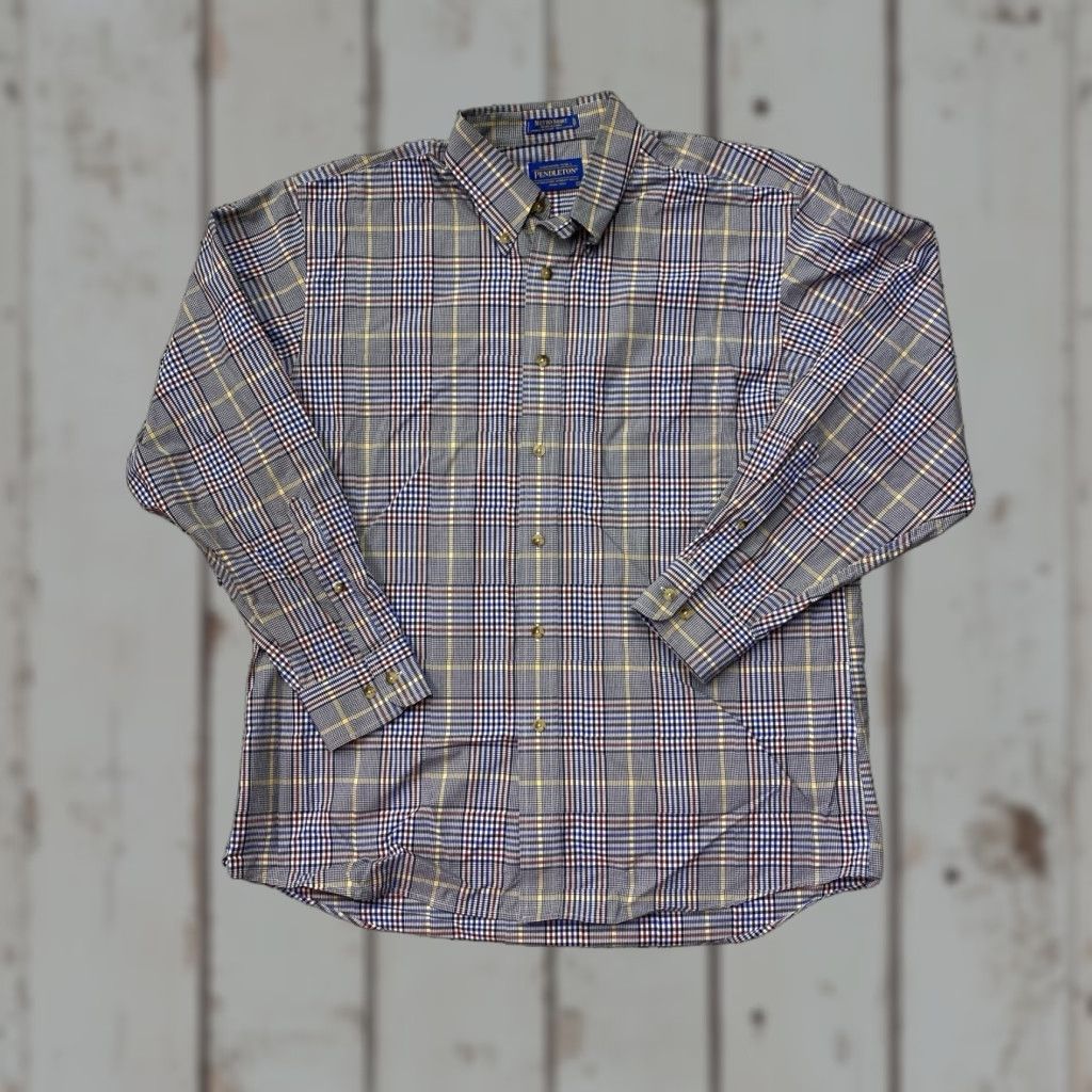 Pendleton Pendleton Metro Shirt Large Red Blue Plaid Wrinkle Resistant Button-Up Shirt Men L Multicolor Cotton Size US L / EU 52-54 / 3 - 1 Thumbnail