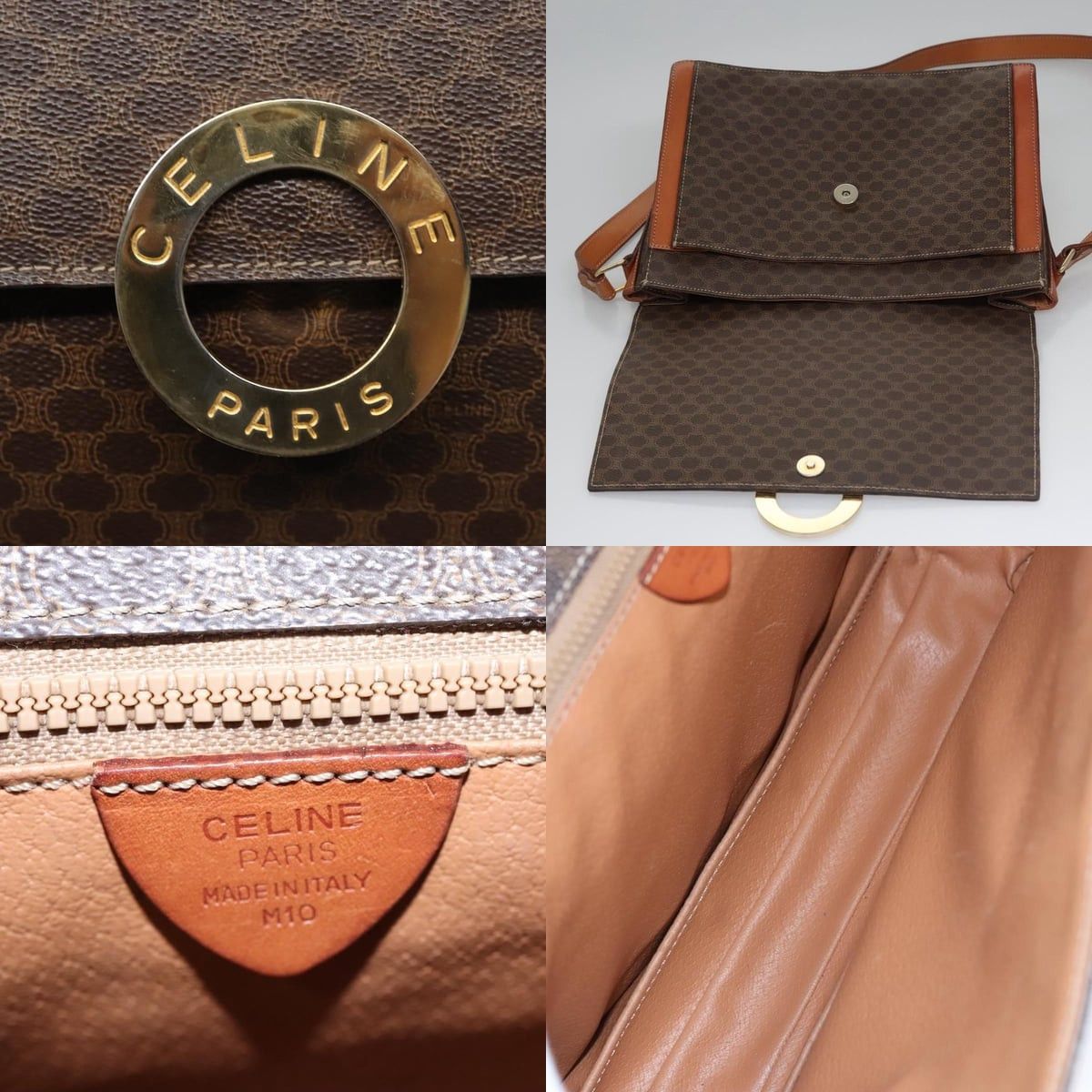 Celine CELINE Macadam Canvas Shoulder Bag Pvc Leather Brown Size ONE SIZE - 11 Thumbnail