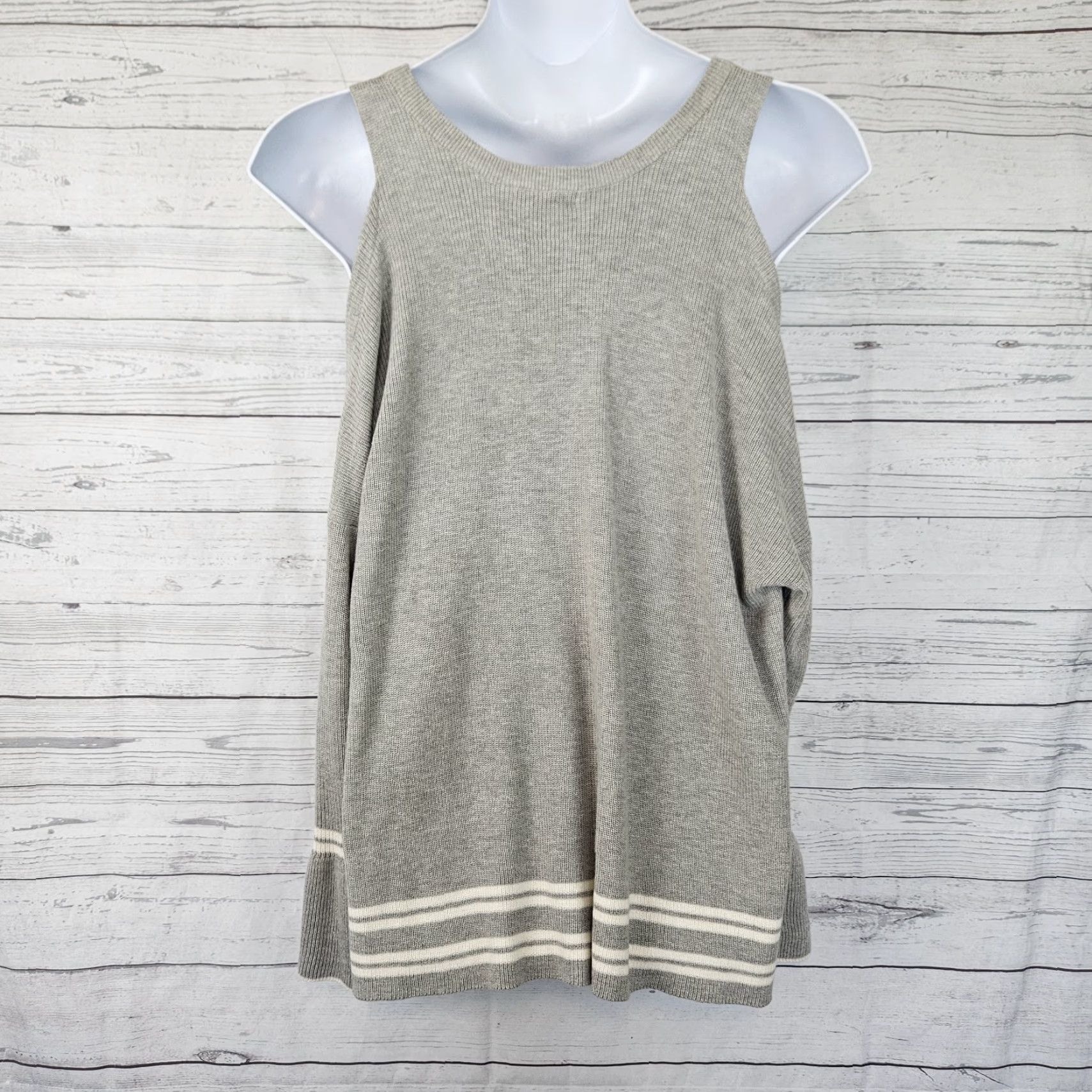 Vintage Skies Are Blue Womens Cold Shoulder Sweater Sz 2X Gray Cotton Blend Size XXL / US 16-18 / IT 52-54 - 3 Thumbnail