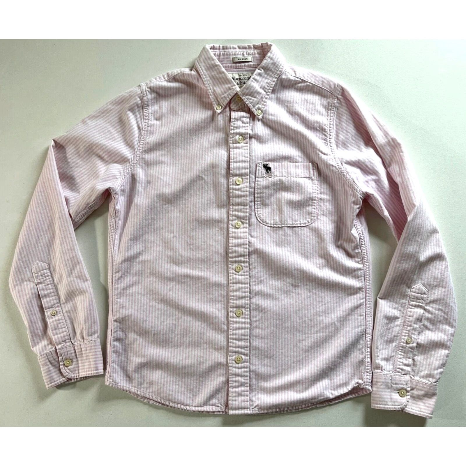 Abercrombie & Fitch VINTAGE Abercrombie & Fitch Button-Down Oxford Shirt Muscle Pink White Striped Sz M Mens Shirt 90s Retro Preppy Size US M / EU 48-50 / 2 - 3 Thumbnail