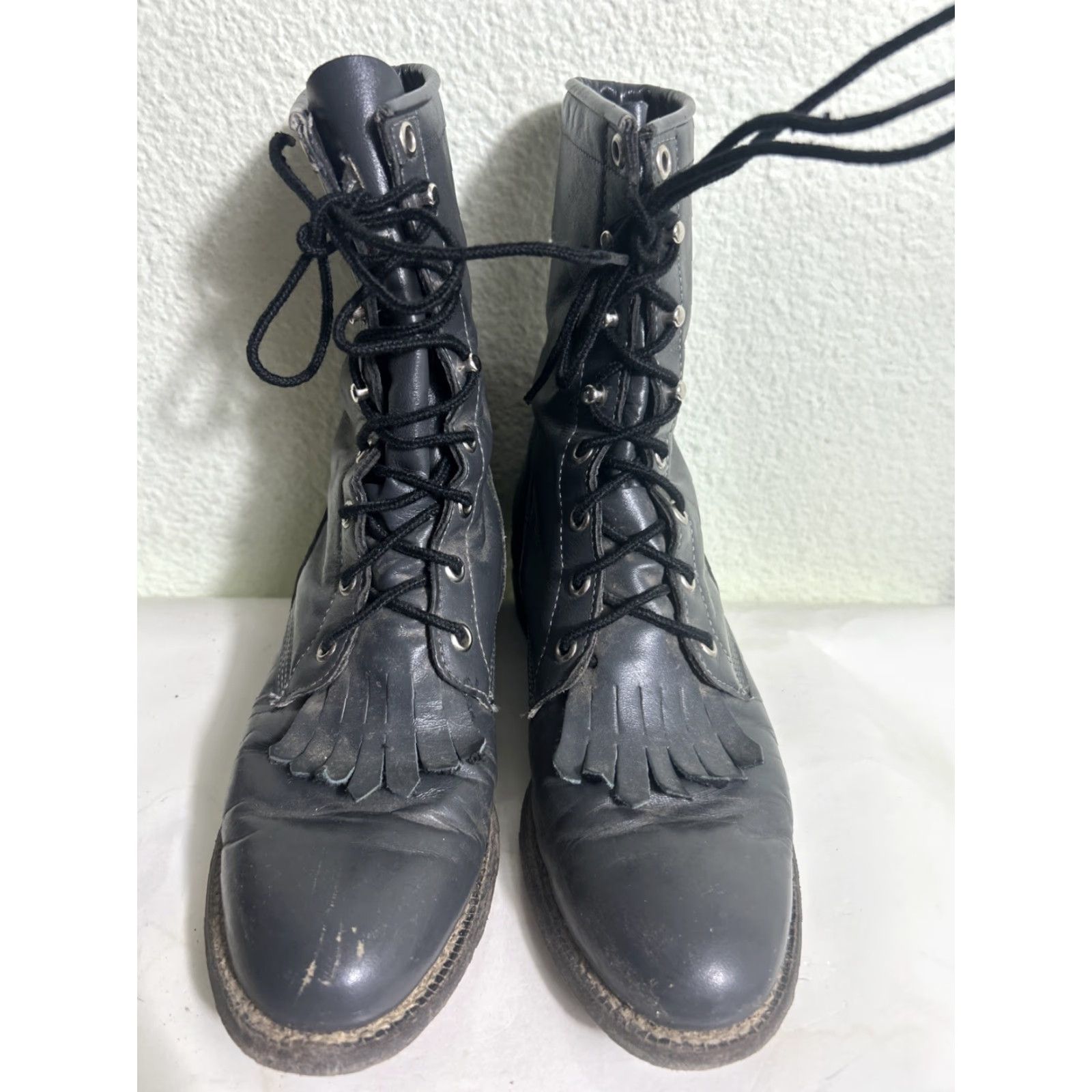 Justin Boots VINTAGE Justin Boots Western Shoes Women Gray Leather Lacer Up Boots 7 B Size US 7 / IT 37 - 6 Thumbnail