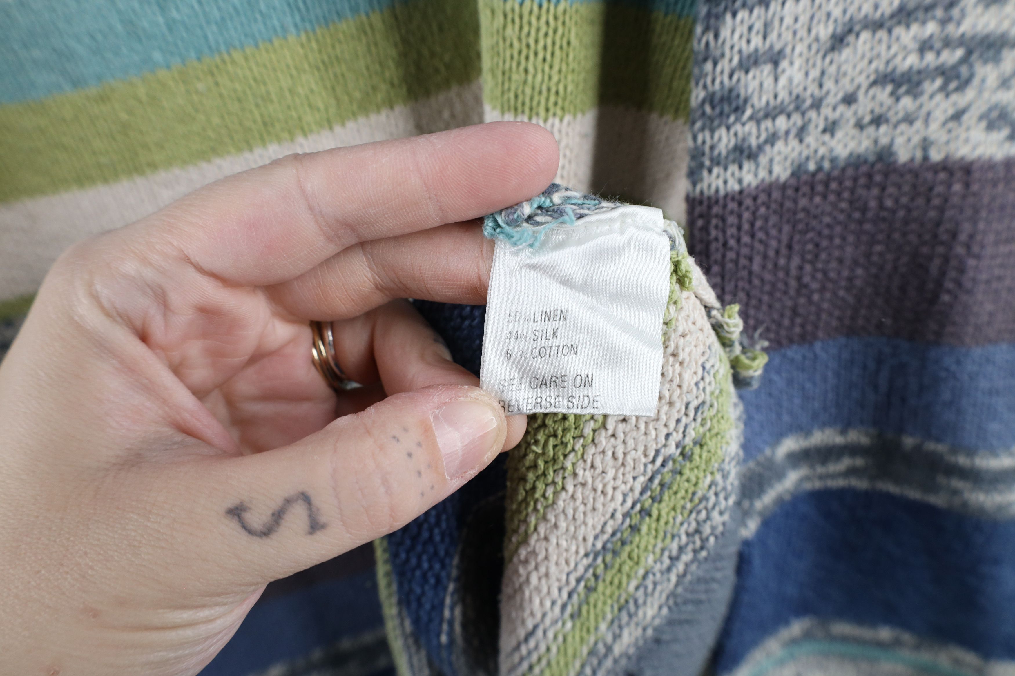 Vintage Vintage 90s Streetwear Striped Silk Linen Blend Knit Sweater Size L / US 10 / IT 46 - 5 Thumbnail