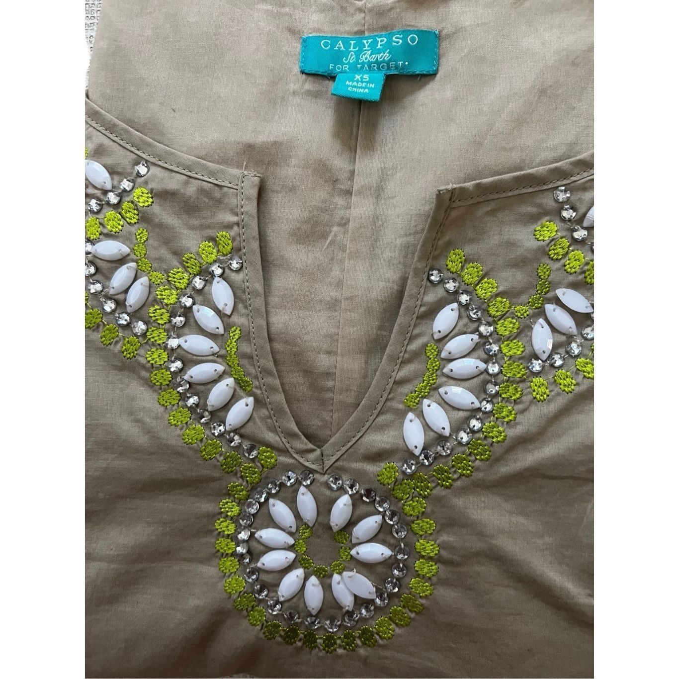 Calypso St Barth Calypso St. Barth Tan Beaded Shift sleeveless Dress size XS Size XS / US 0-2 / IT 36-38 - 8 Thumbnail