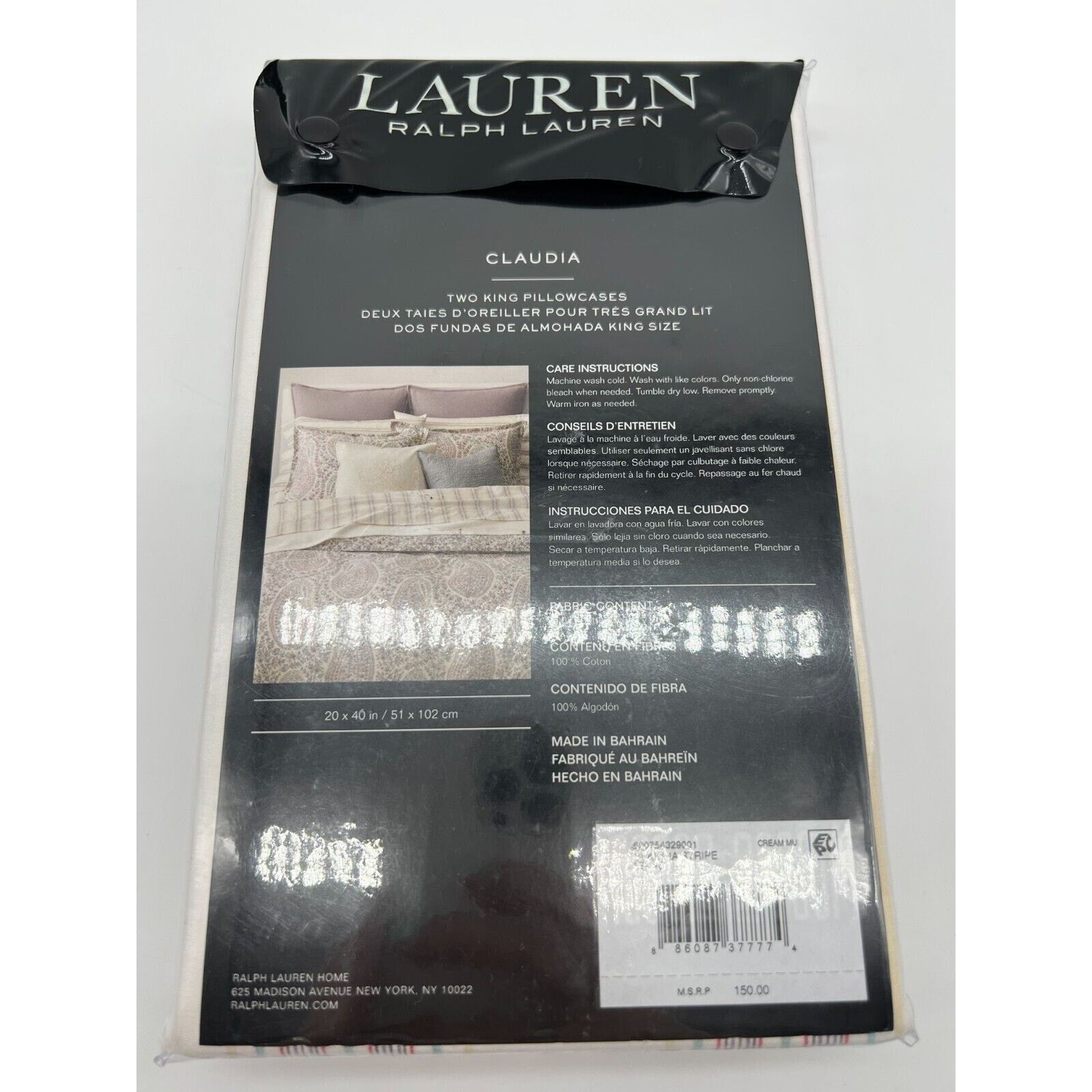 Lauren Ralph Lauren Ralph Lauren Claudia Stripe Set of 2 Pillowcase 100% Cotton Size ONE SIZE - 4 Thumbnail