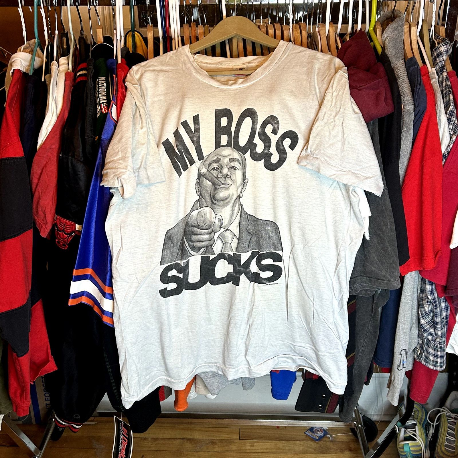 Fruit Of The Loom Vintage 90s "My Boss Sucks" T-Shirt XL Size US XL / EU 56 / 4 - 1 Thumbnail