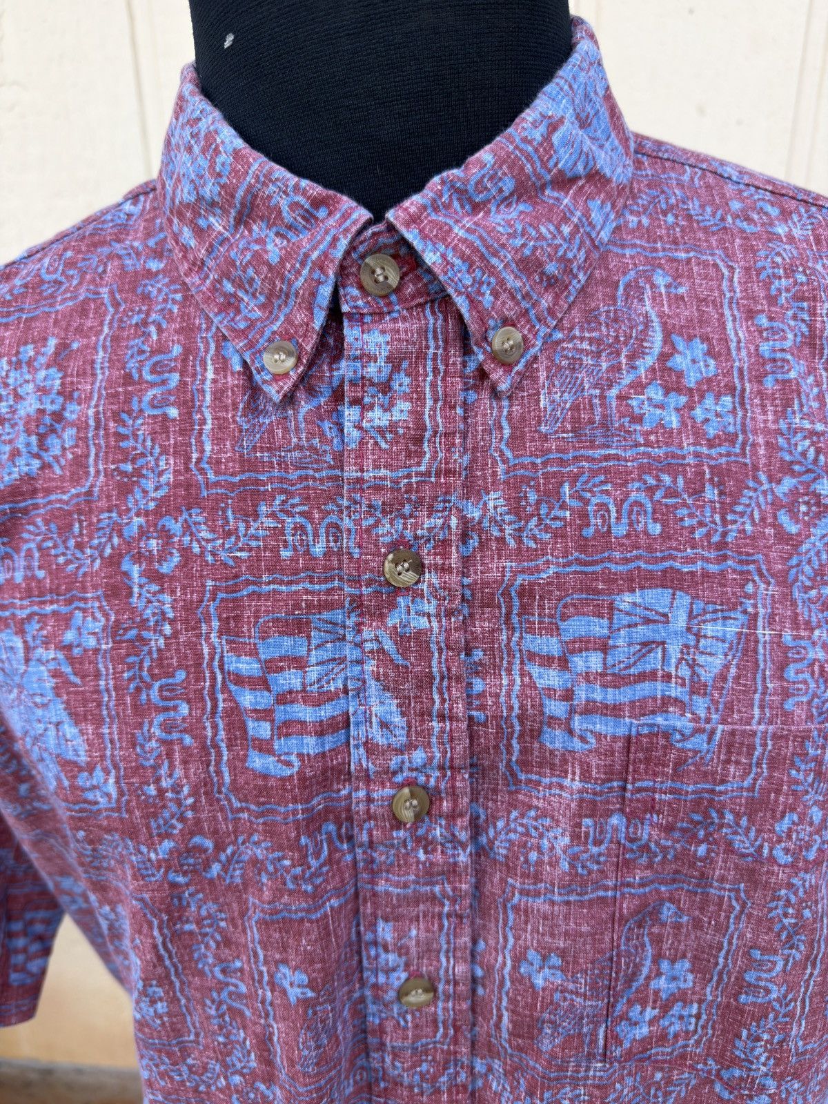 Reyn Spooner PreOwned Reyn Spooner Red/Blue Hawaiian Print Men's XL Size US XL / EU 56 / 4 - 3 Thumbnail