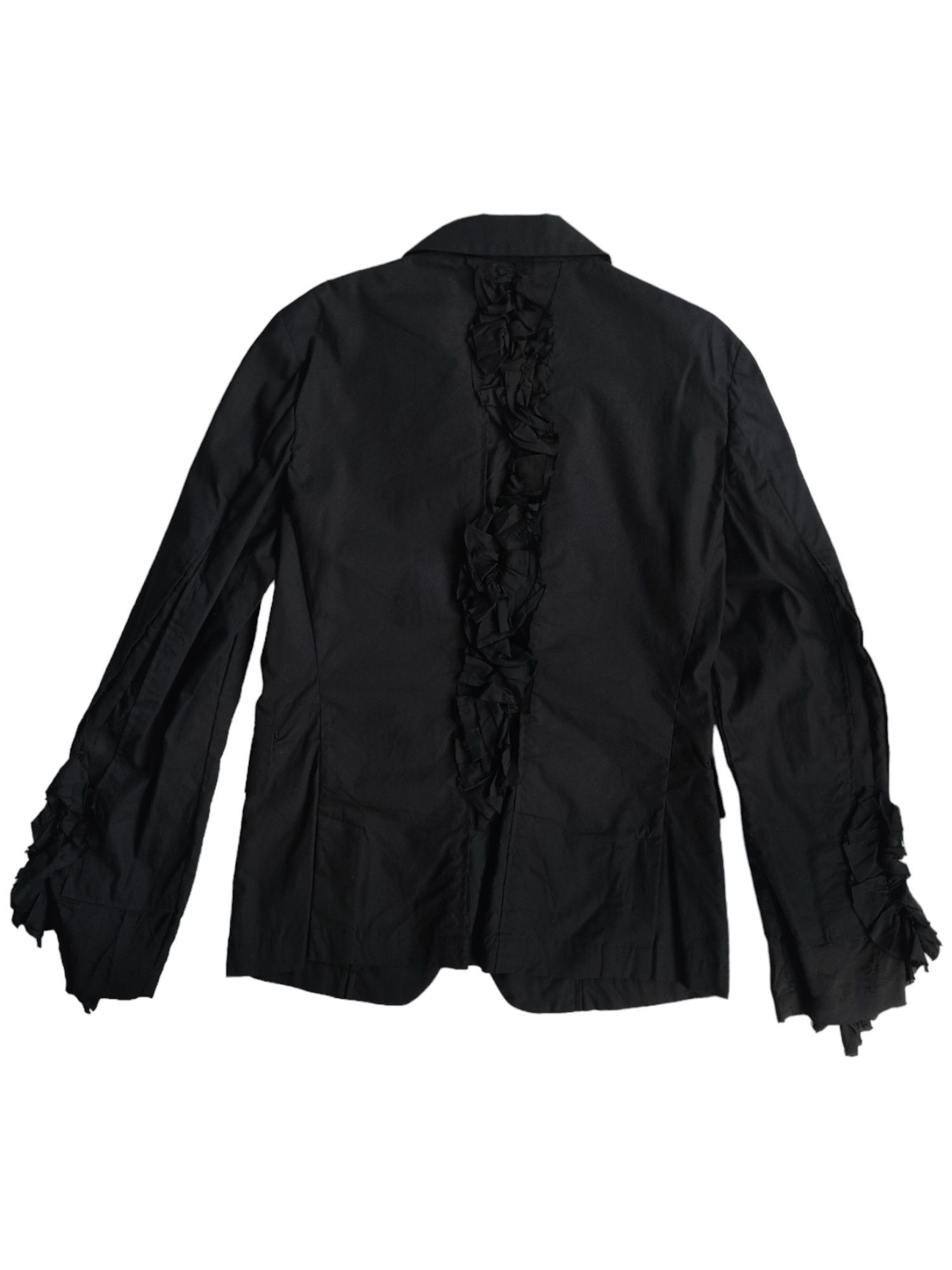 Comme des Garcons Black Black Cotton 3-Buttoned Jacket With Ruffles Sleeves Size XS / US 0-2 / IT 36-38 - 2 Thumbnail