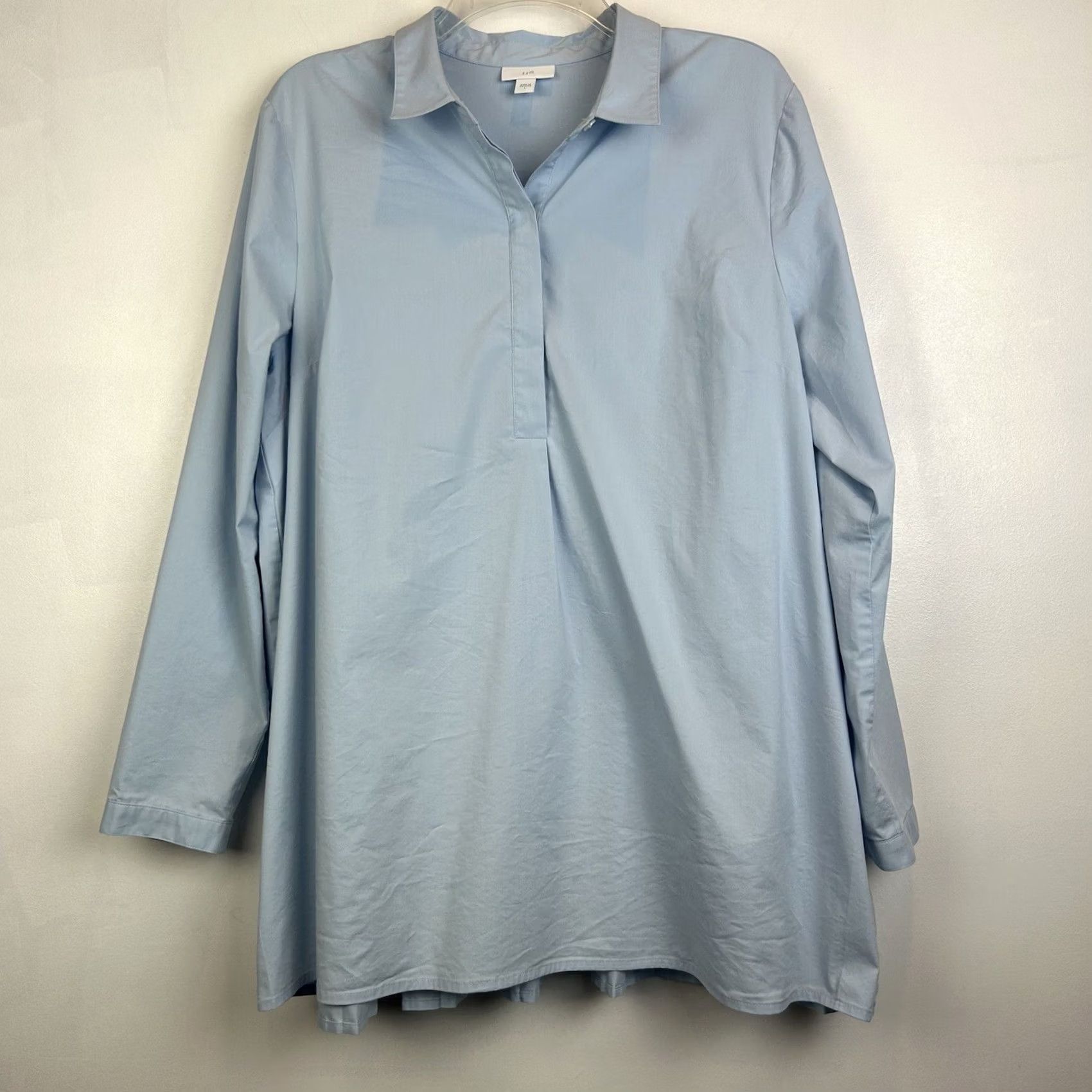 J. Jill J Jill Womans L Light Blue Half Button Tunic Top Blouse Collar Lagenlook Size L / US 10 / IT 46 - 2 Thumbnail