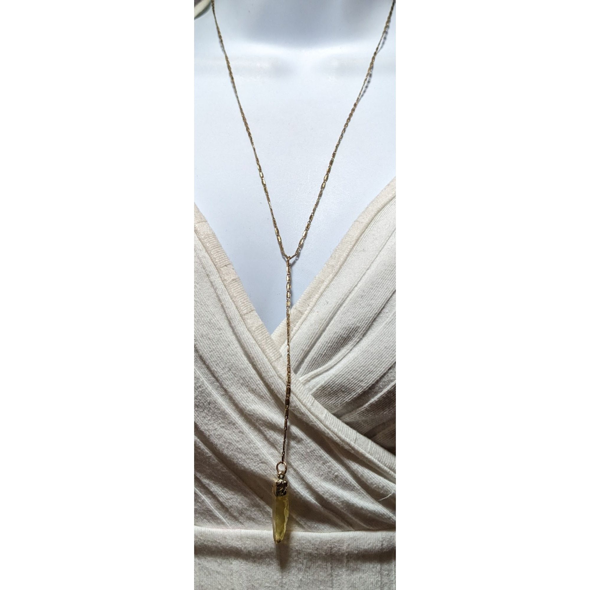Other Yellow Crystal Pendant Gold Lariat Necklace Size ONE SIZE - 6 Thumbnail