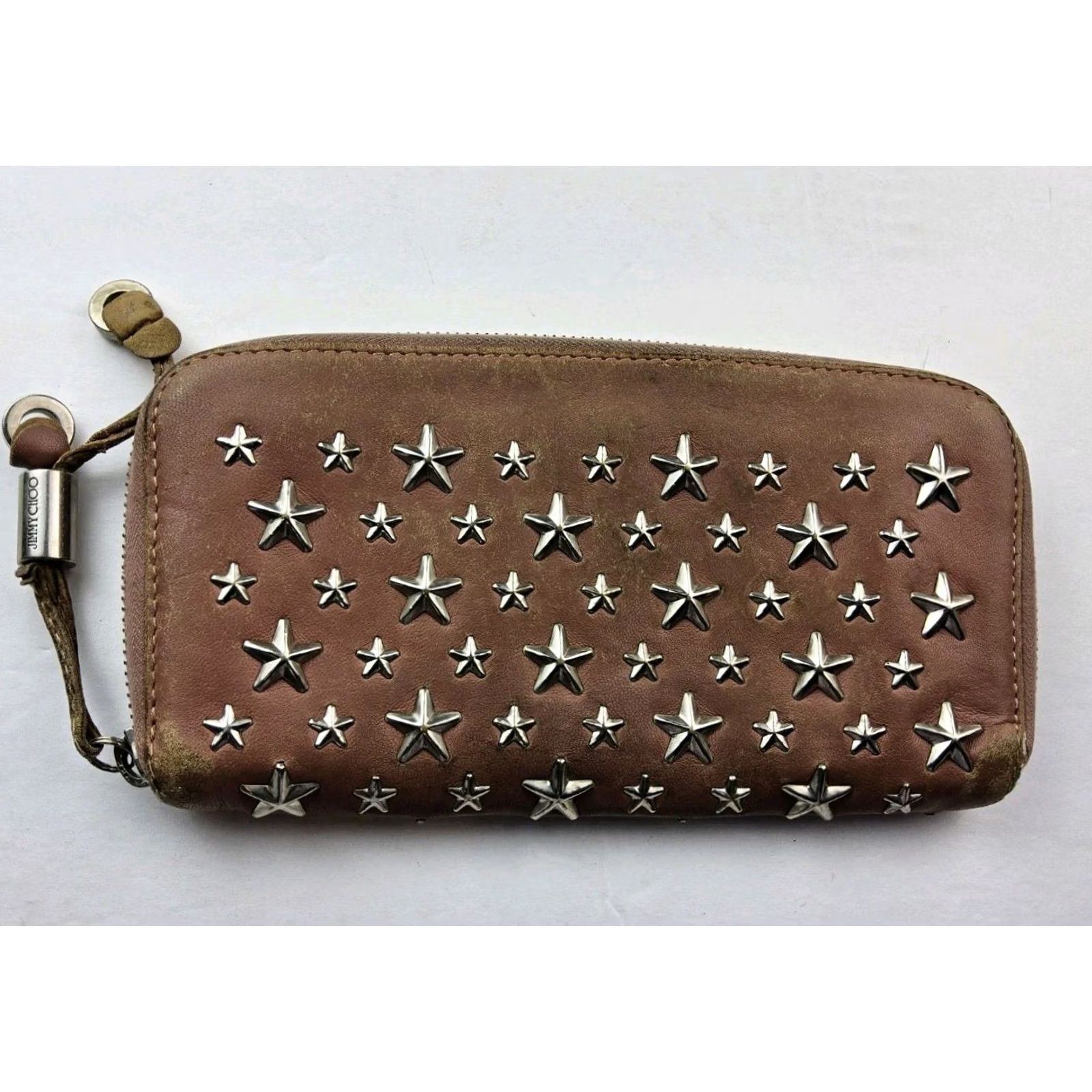 Jimmy Choo Jimmy Choo Wallet Zip Around Pink Leather Star Studded Womens Size ONE SIZE - 2 Thumbnail
