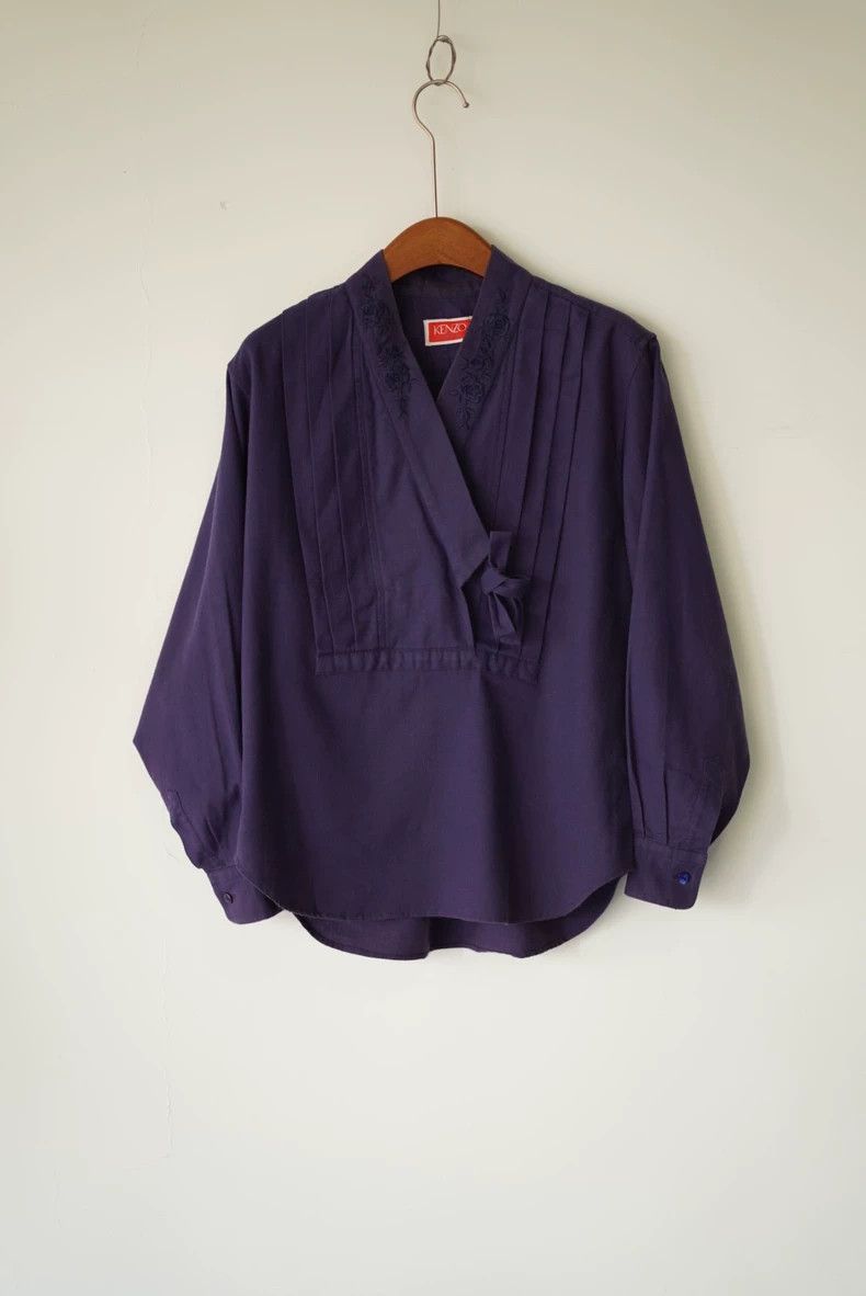Kenzo KENZO Early Indigo Purple Embroidered Top - dmc Size US XL / EU 56 / 4 - 1 Thumbnail
