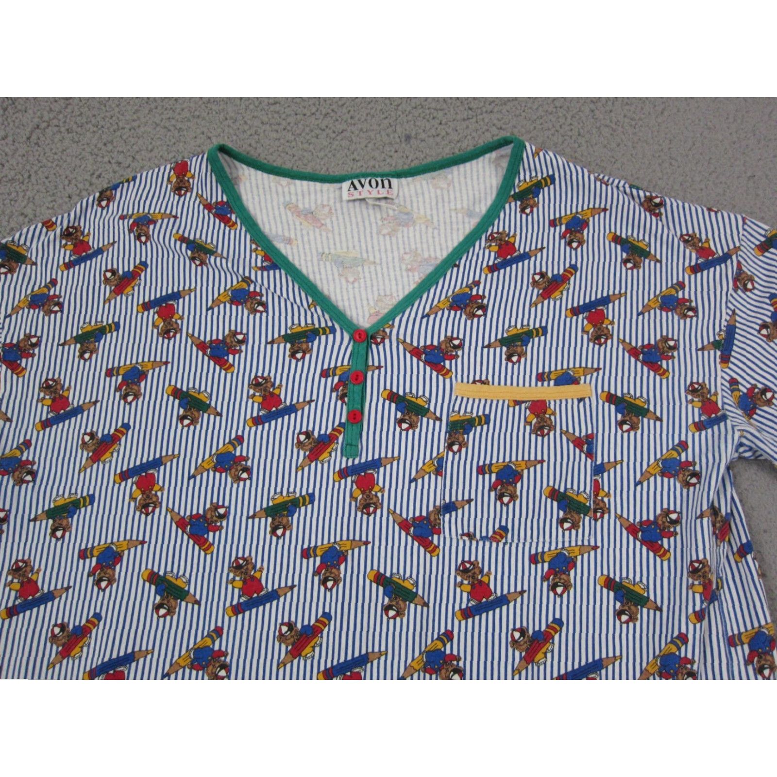 Vintage VINTAGE Avon Shirt Womens One Size White Blue Teddy Bears All Over Print Size ONE SIZE - 2 Thumbnail