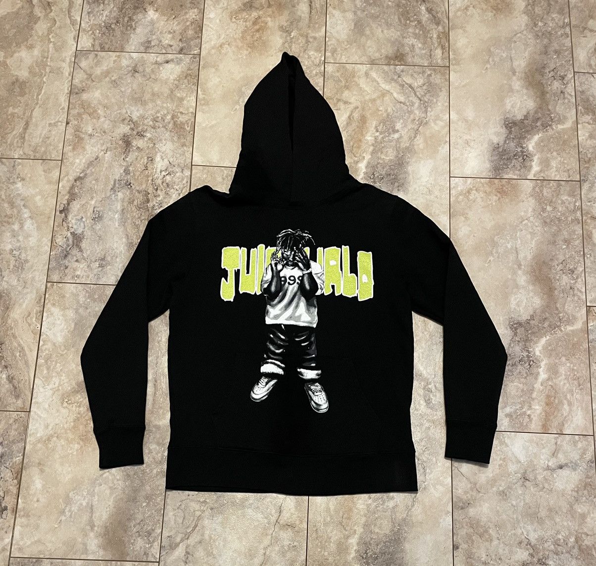 999 Club Vlone Juice Wrld x Vlone MOTY MAN of the Year Hoodie Black Green L Grailed