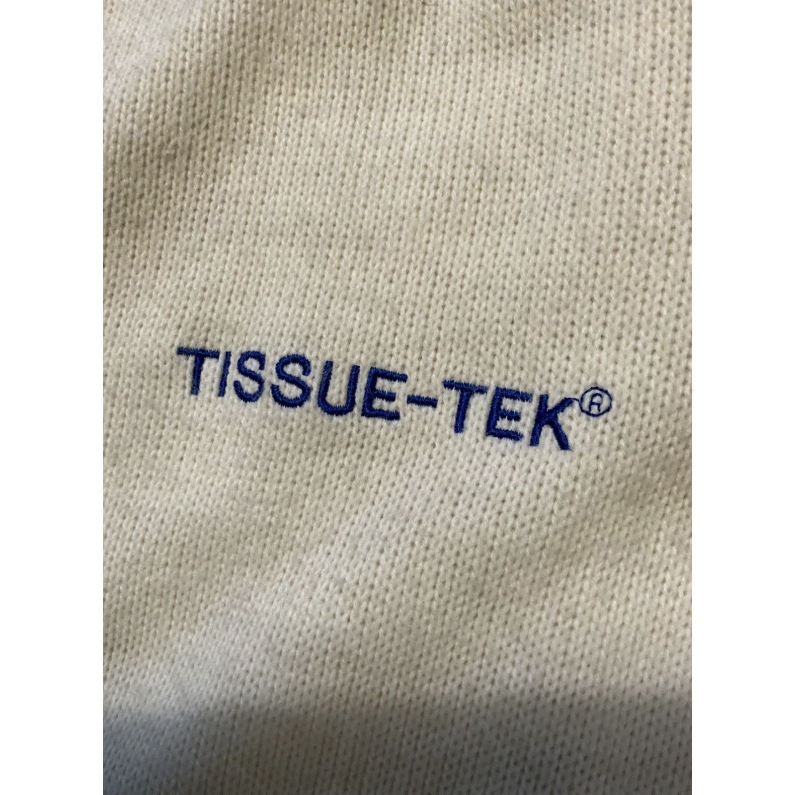 Vintage VINTAGE 70s 80s Tissue-Tek Lab Acrylic Knit Custom Chenille Embroidery Cardigan Sweater XL White/Blue Stripe Dallas Chest 52in Pit to Pit 26in 28in Size US XL / EU 56 / 4 - 5 Thumbnail